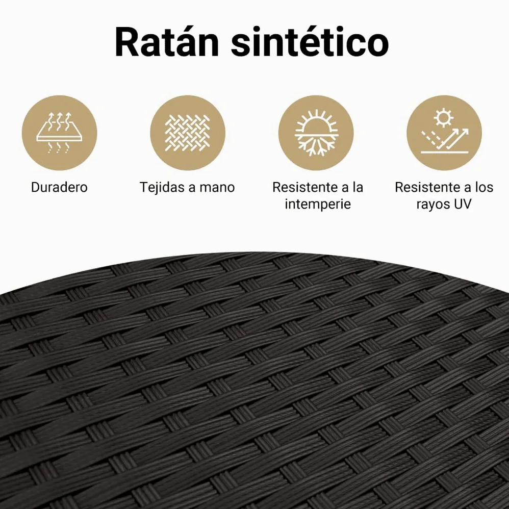 vidaXL Taburete de Jardín con Cojín, Reposapiés Funda Extraíble, Ratán Sintético Negro