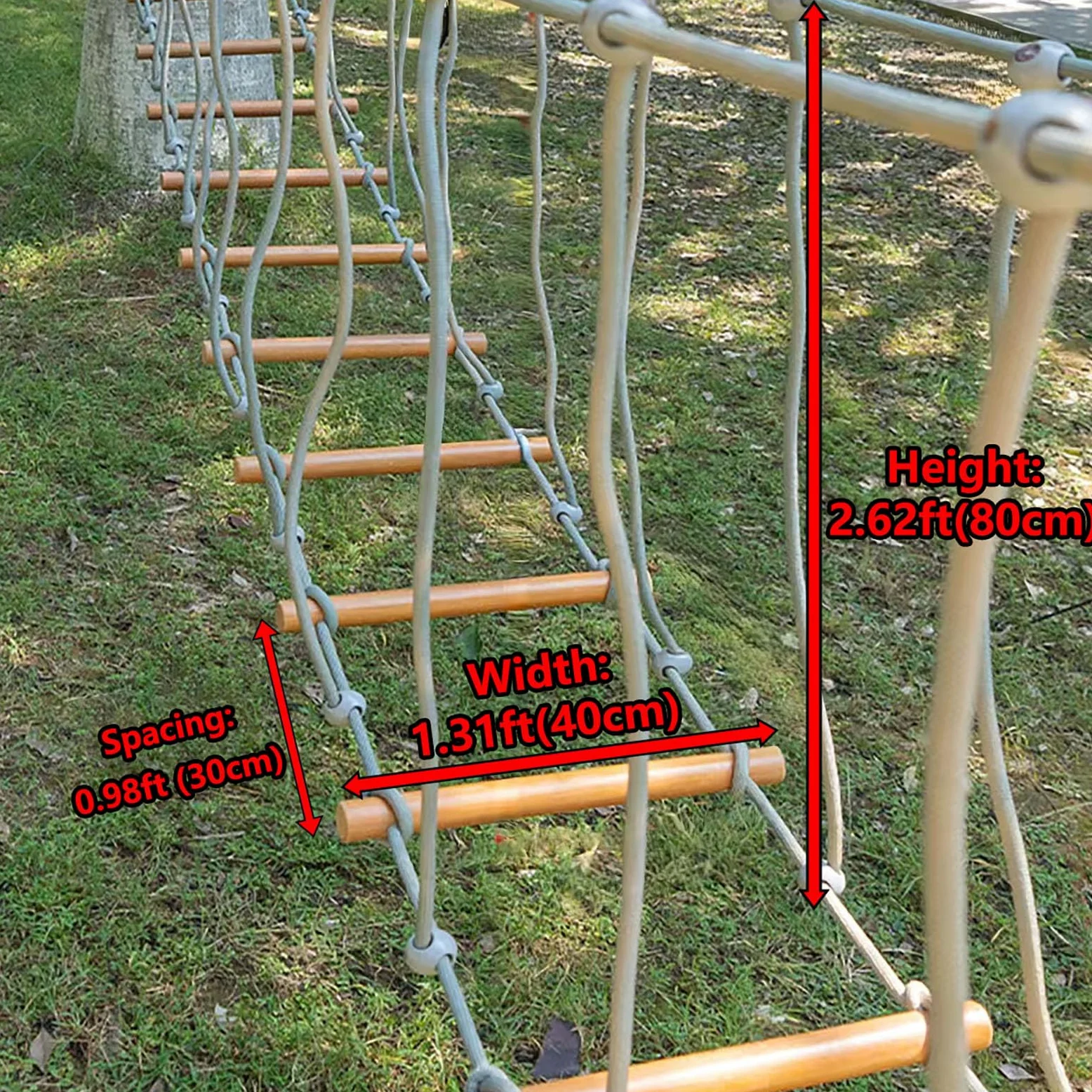 HAZEK Entrenamiento físico al Aire Libre en el jardín de Infantes pasamanos Puente Colgante Puente Colgante Puente de Equilibrio Puente de Madera única Escalada(Size:4m)