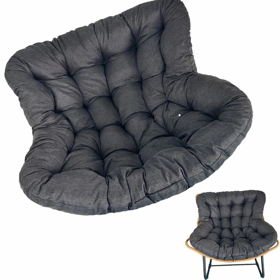 Mecedora de Exterior con cojín Acolchado, sillón de ratán Extragrande para Interior, con Forma de Huevo, para Exterior e Interior, con cojín Suave para Silla reclinable, Gris Oscuro, 115 x 1