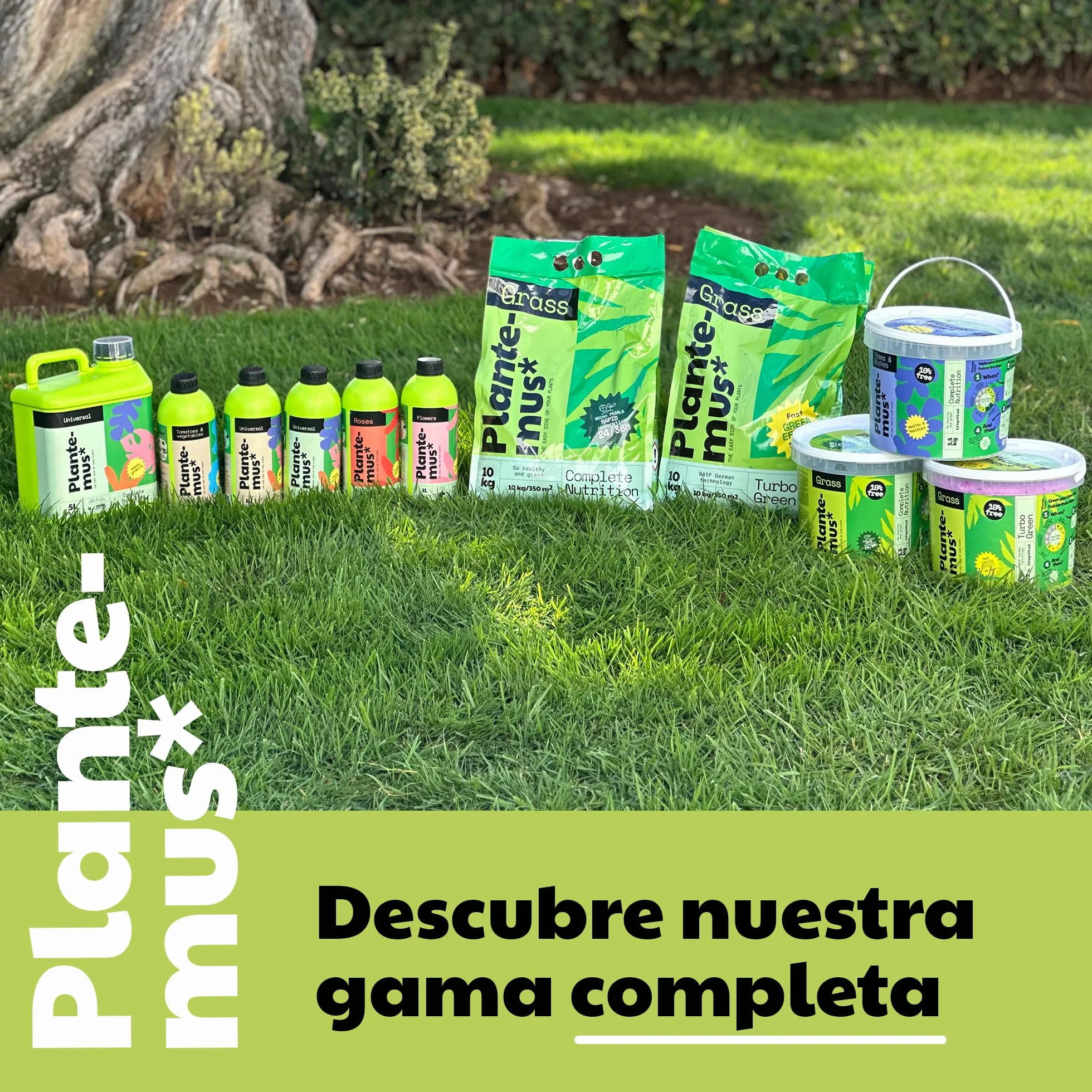 PLANTEMUS Abono Césped Efecto Verde Turbo para 175 m² Microcristales Ultrasolubles | Verde Intenso 7-9 Días | Fertilizante Nitrogenado - Tecnología Alemana 5.5 KG