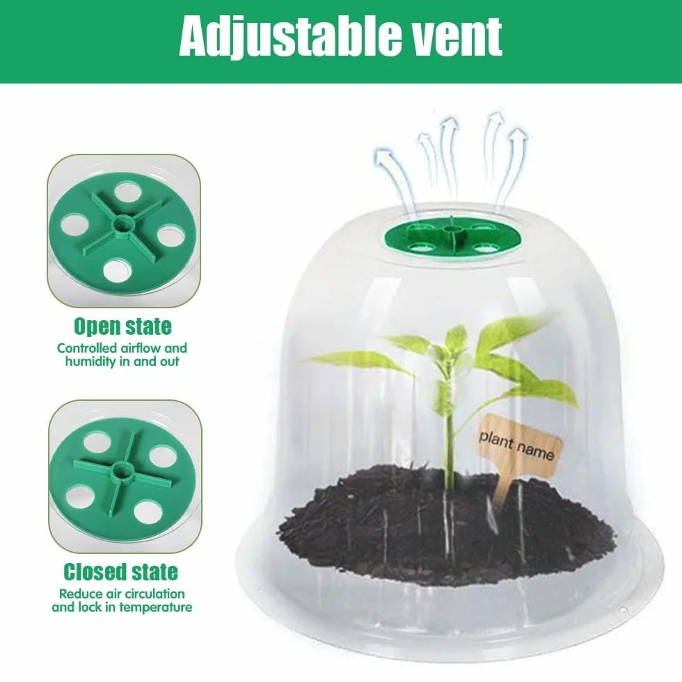 Campanas para Plantas de Jardín, 20 Piezas Campana de Planta de Plástico, Reutilizable Mini Invernadero Reutilizable Cubierta con 20 Etiquetas y 60 Clavijas de Seguridad para Protección Plantas