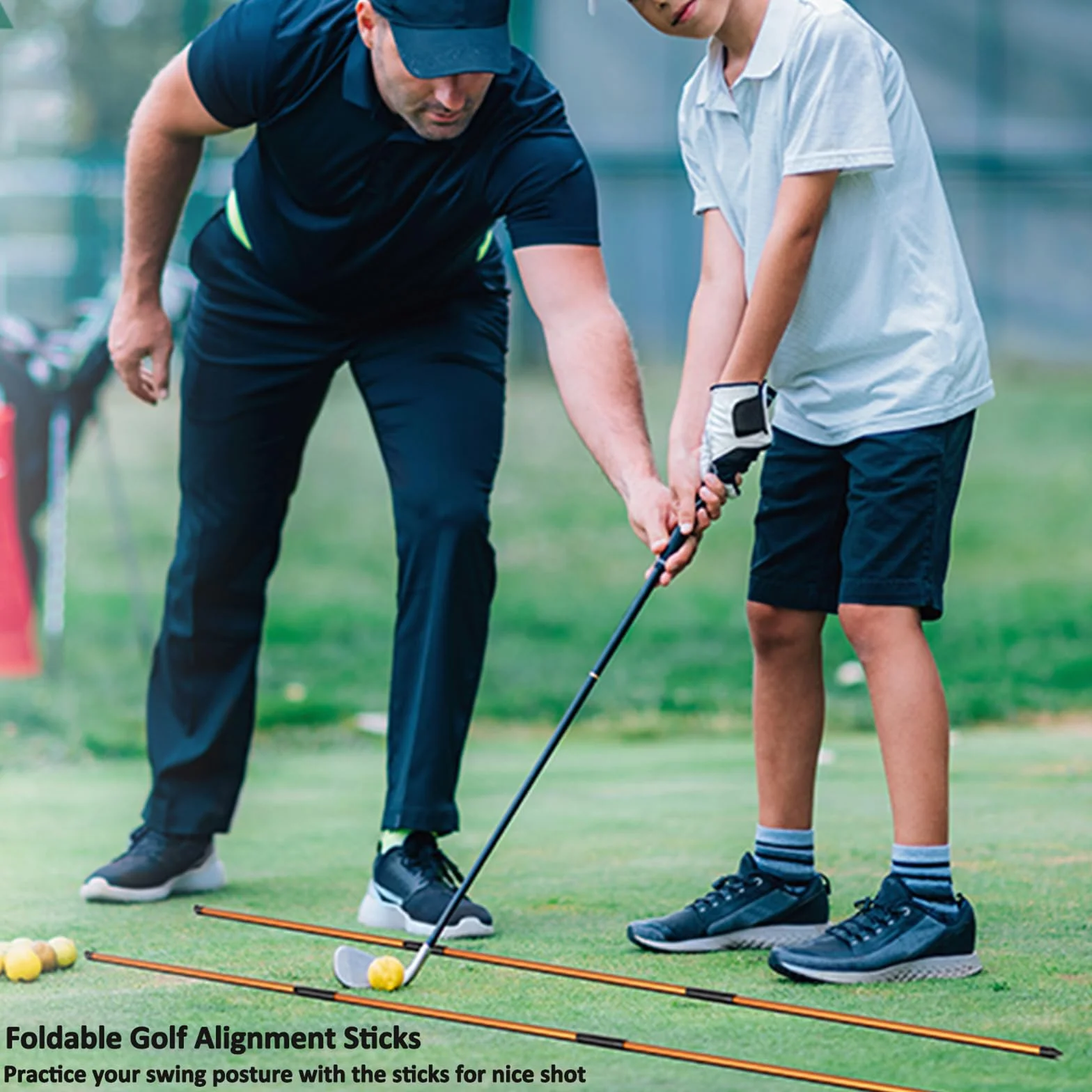 Golf Training Aid Alignment Sticks 3-Fold 2-Piece Set