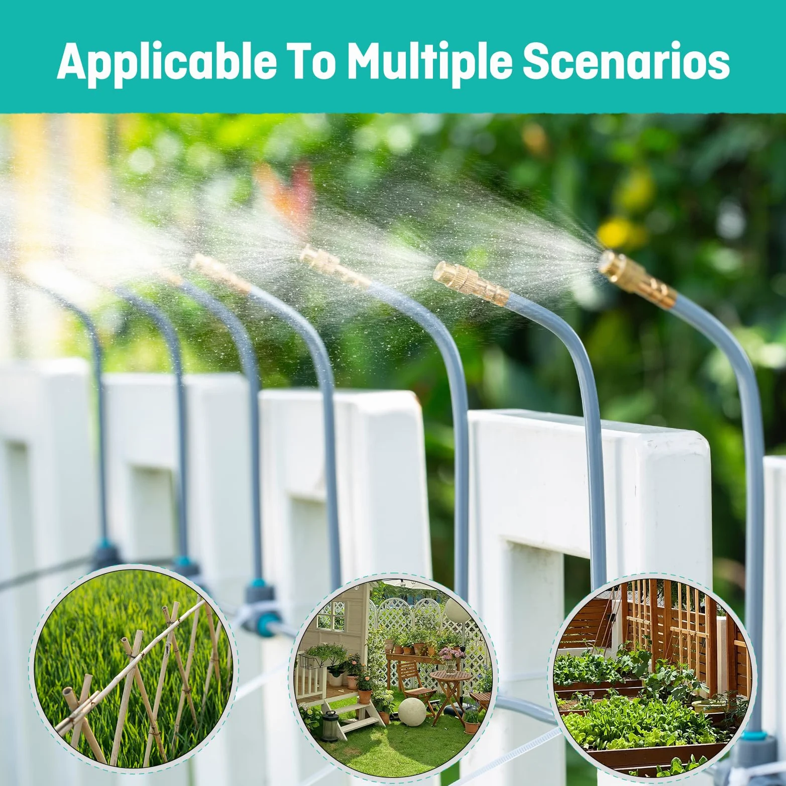 Sistema de riego automático de jardín de 360°, sistema de riego por goteo con control de flujo preciso, sistema de riego de invernadero y sistema de aspersión para invernadero, bancal elevado y