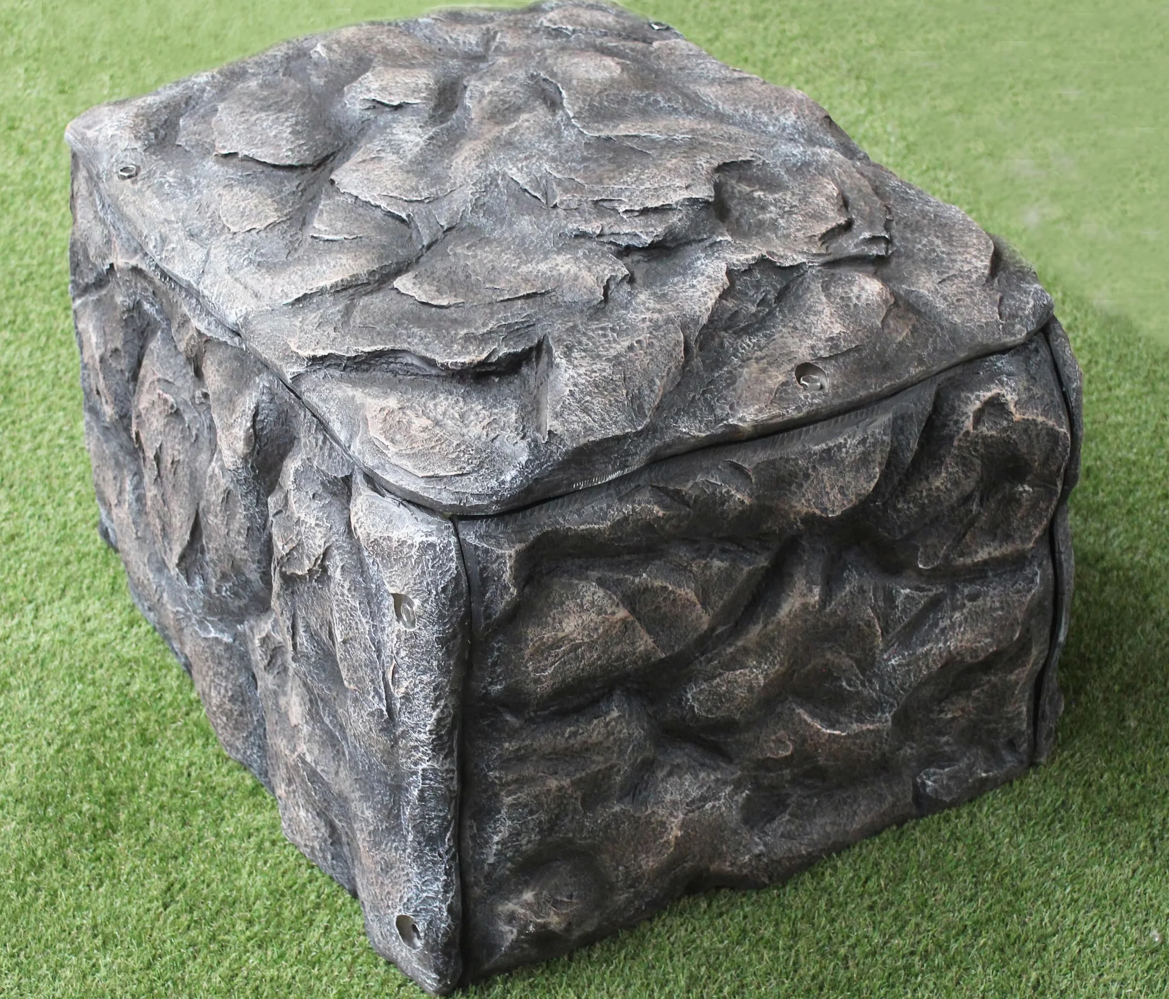Garaje para robot cortacésped con aspecto de piedra, diseño de cubierta, 58 x 72 x 51 cm, polirresina, gris, rocas de jardín