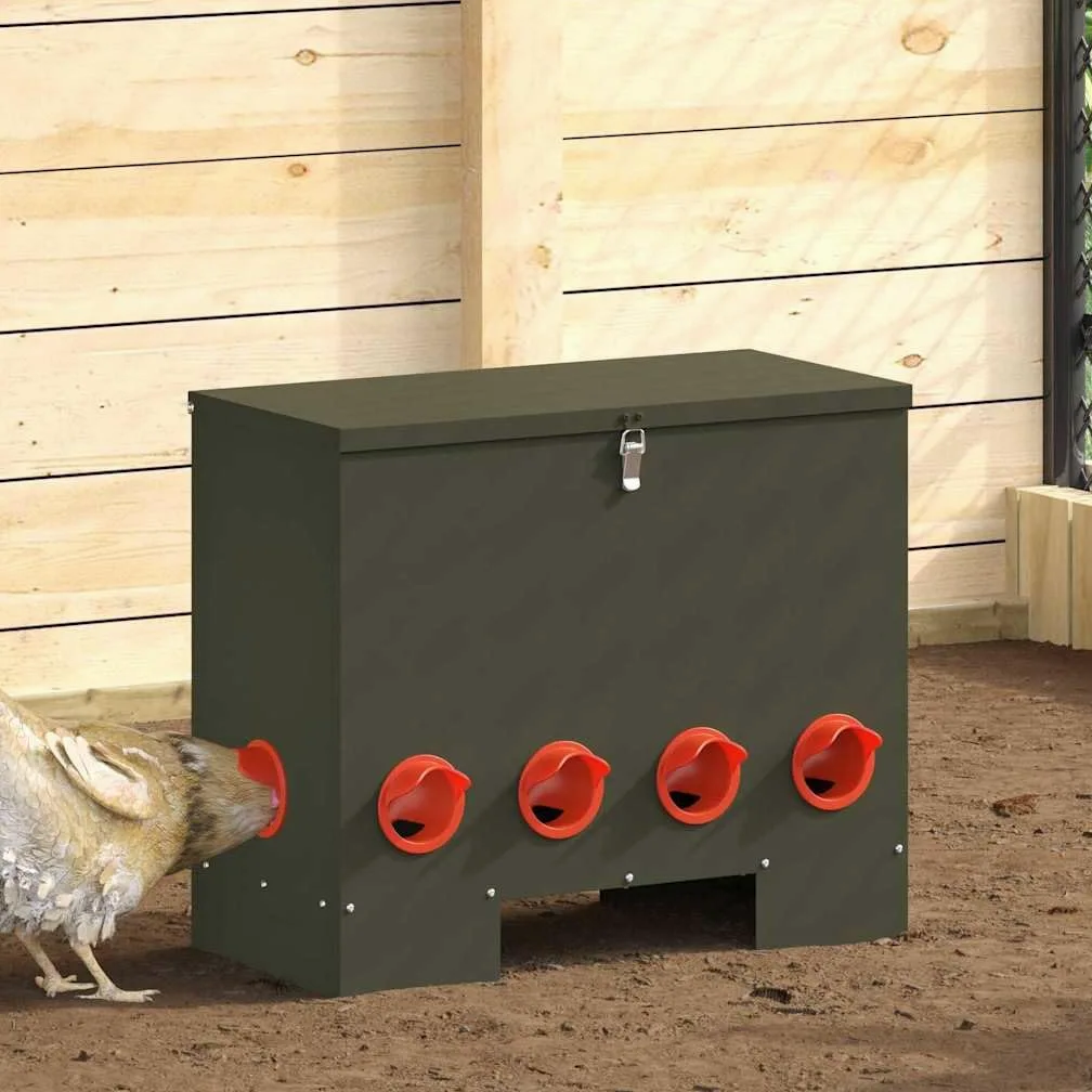 Genérico Comedero para Pollos Verde Oliva 60,5 x 29 x 51 cm, Cuencos, comederos, y bebederos para Mascotas Verde,874646