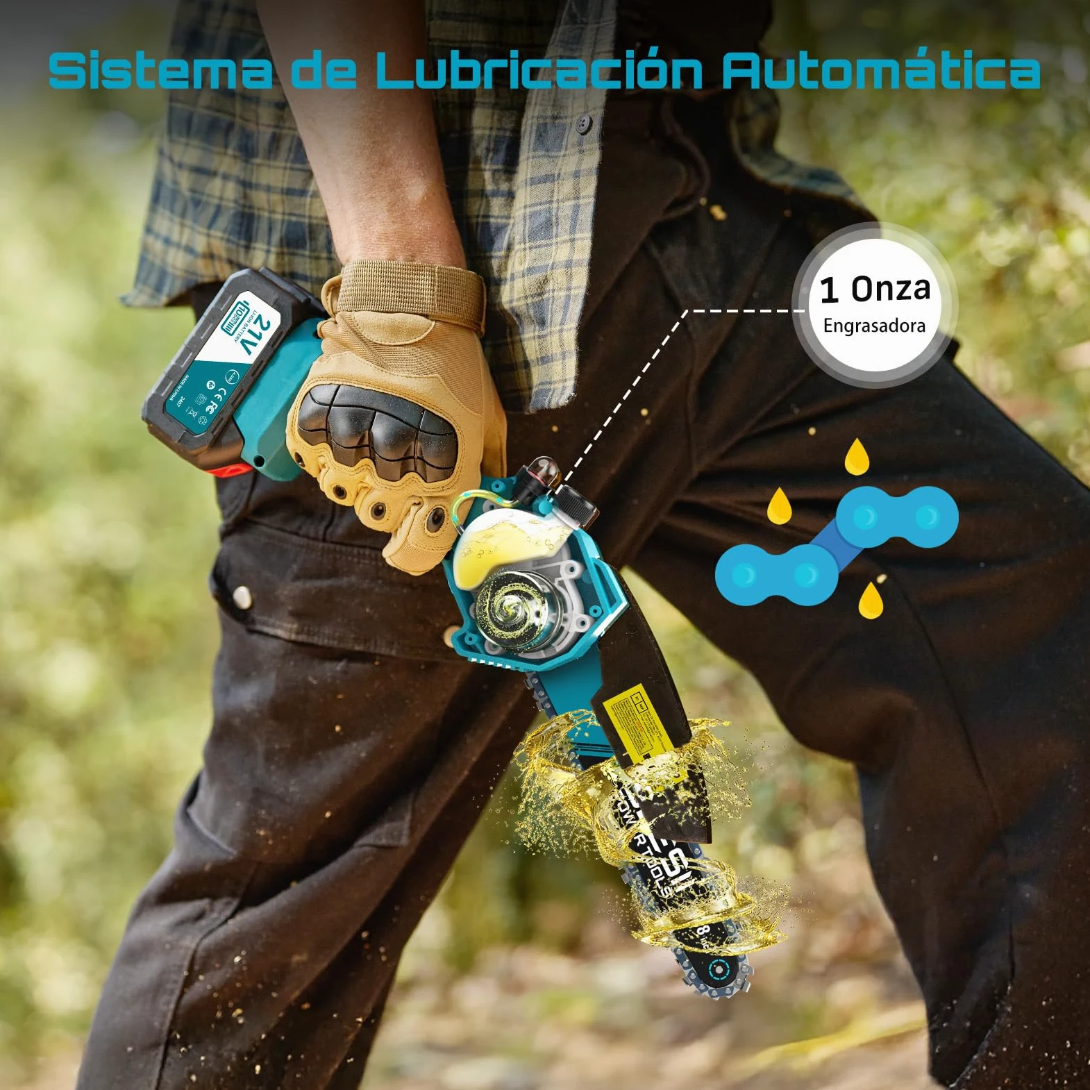 SEESII 8 pulgadas Mini motosierra de batería 2x4000mAh, CH820+