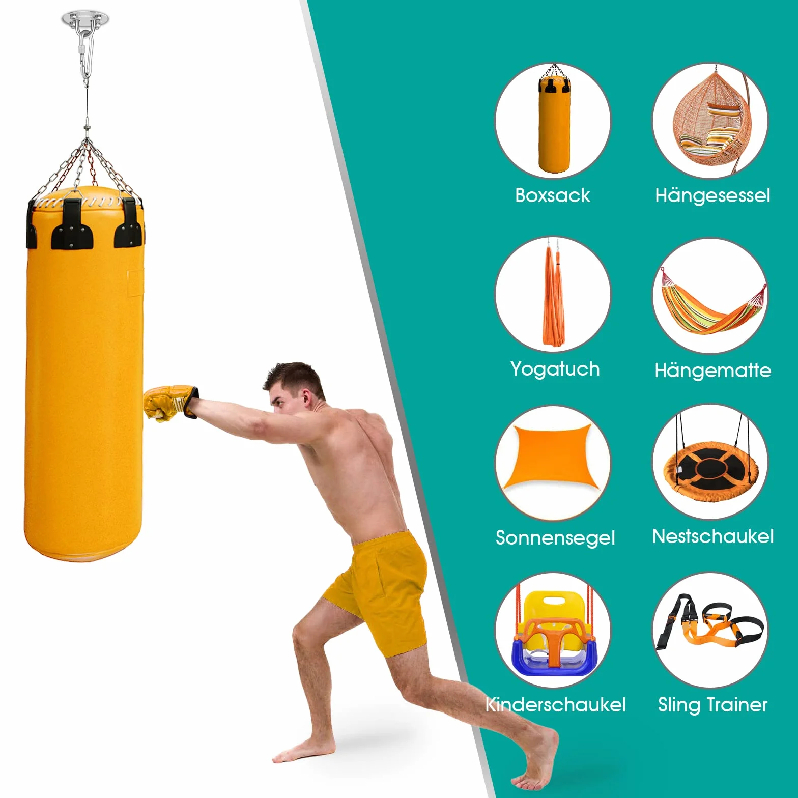 Gancho de Techo, Soporte de Techo para Saco de Boxeo de Acero Inoxidable de hasta 400 kg, Gancho de Techo Resistente para Hamaca para Silla Colgante, Saco de Boxeo (2 Piezas)