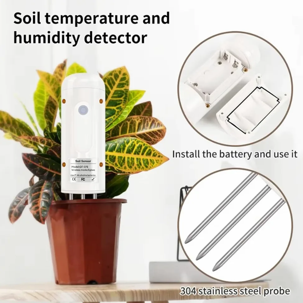 Detector de Humedad y Temperatura del Suelo Zigbee con Controlador de Riego, Comprobador Inteligente Inalámbrico, Sensor de Suelo y Medidor de Humedad.