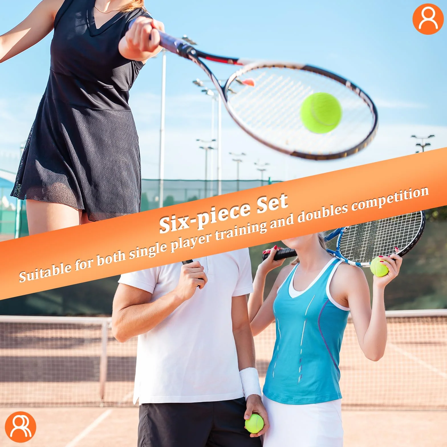 Paquete de 6 Pelotas de Tenis de Entrenamiento, Alta Elasticidad para Principiantes