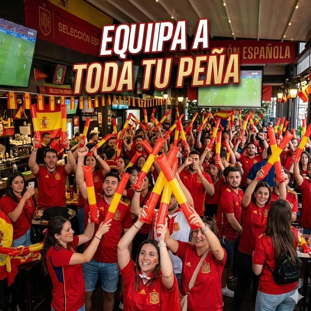 Pack de 10 Pares Aplaudidores Inflables España Mundial Palos de Animación Hinchables Ruidosos para Fútbol Fiestas Bastones Reutilizables LDPE