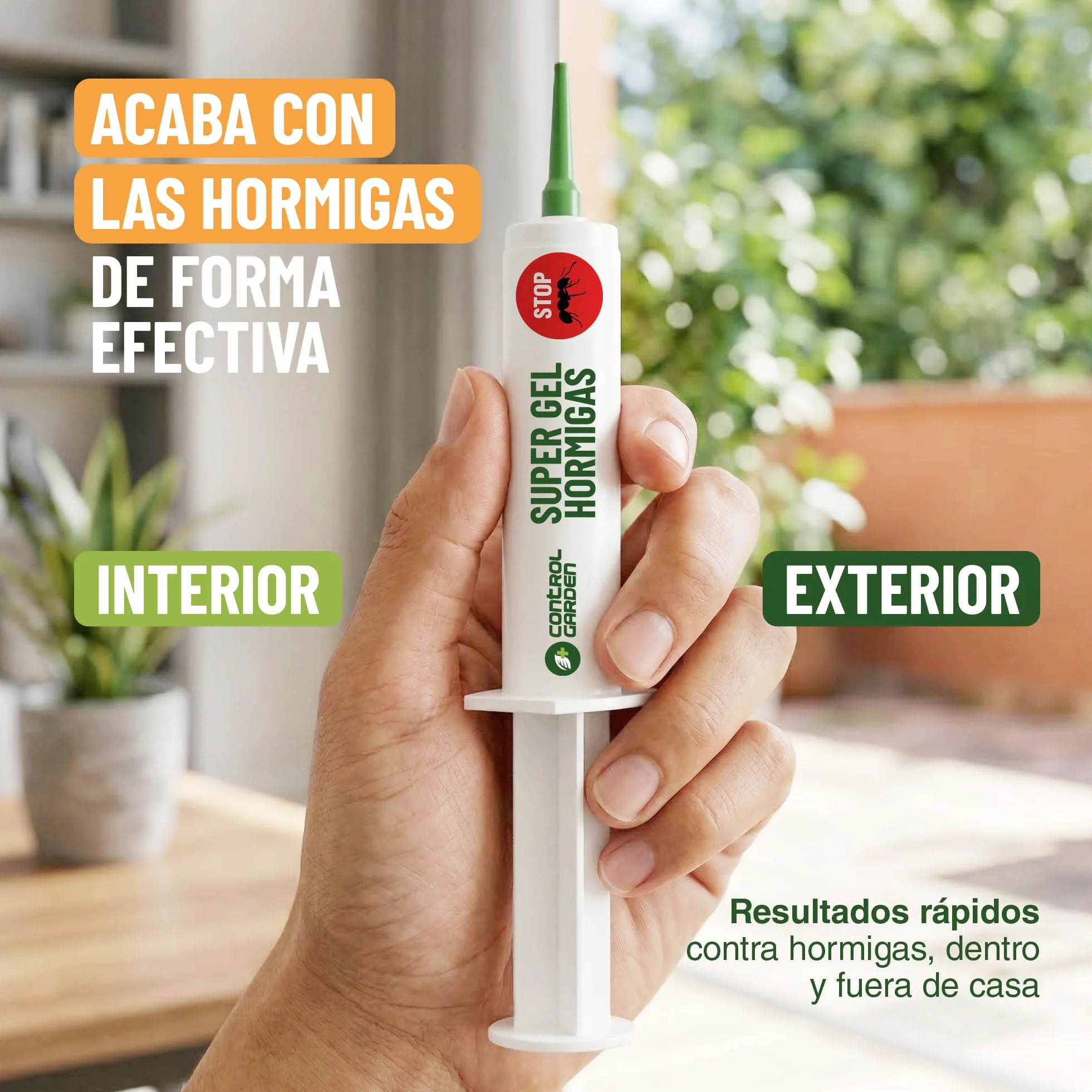 CONTROL GARDEN x3 Gel Antihormigas Jeringa 10gr | Cebo Insecticida Jeringuilla Elimina Hormigas Interior y Exterior | Eliminación Total Hormiguero | Mata Hormiga Reina y Nido | Formula Eficaz y Seguro