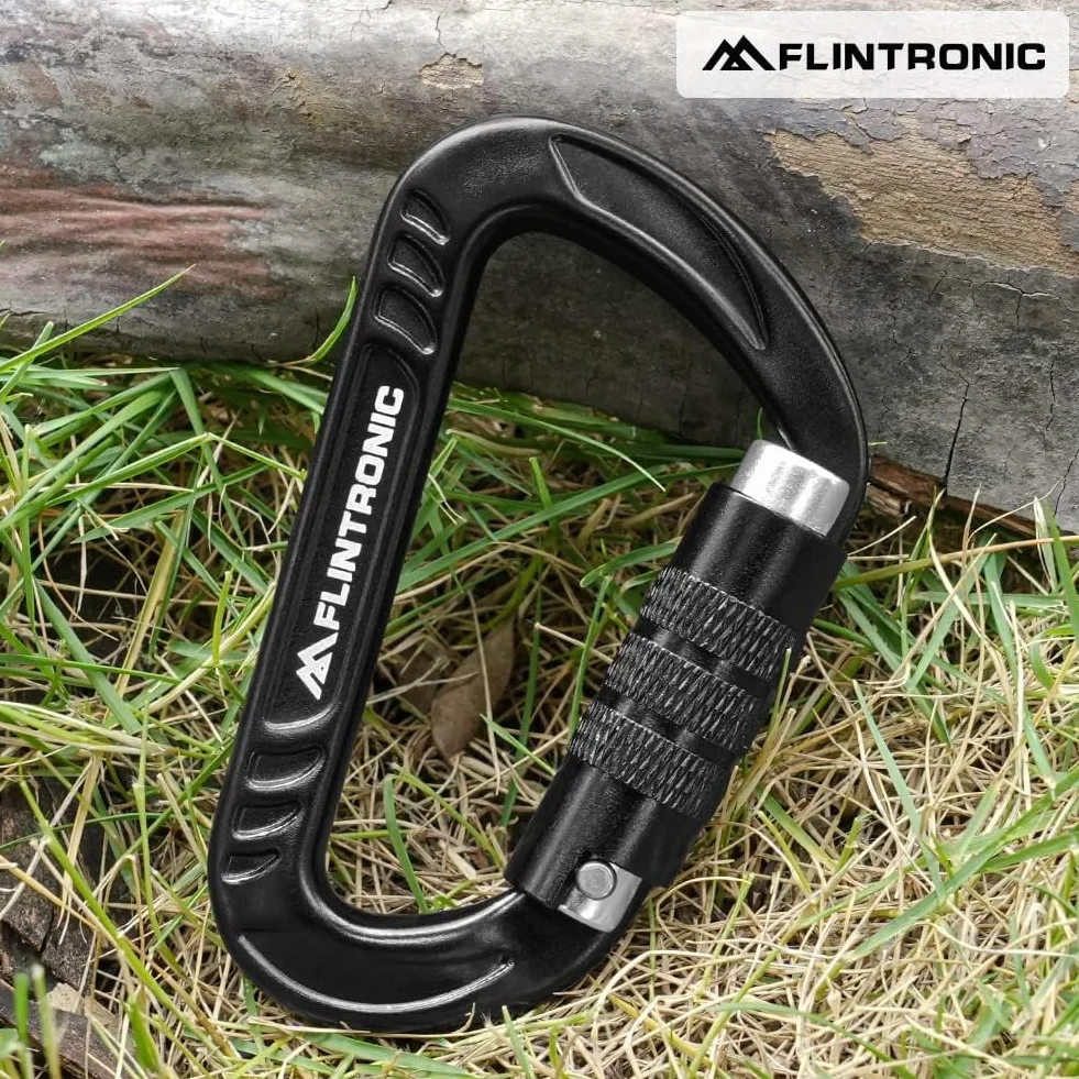 Flintronic Mosquetones de Bloqueo de Aluminio Resistente 30KN para Montañismo Deportivo al Aire Libre