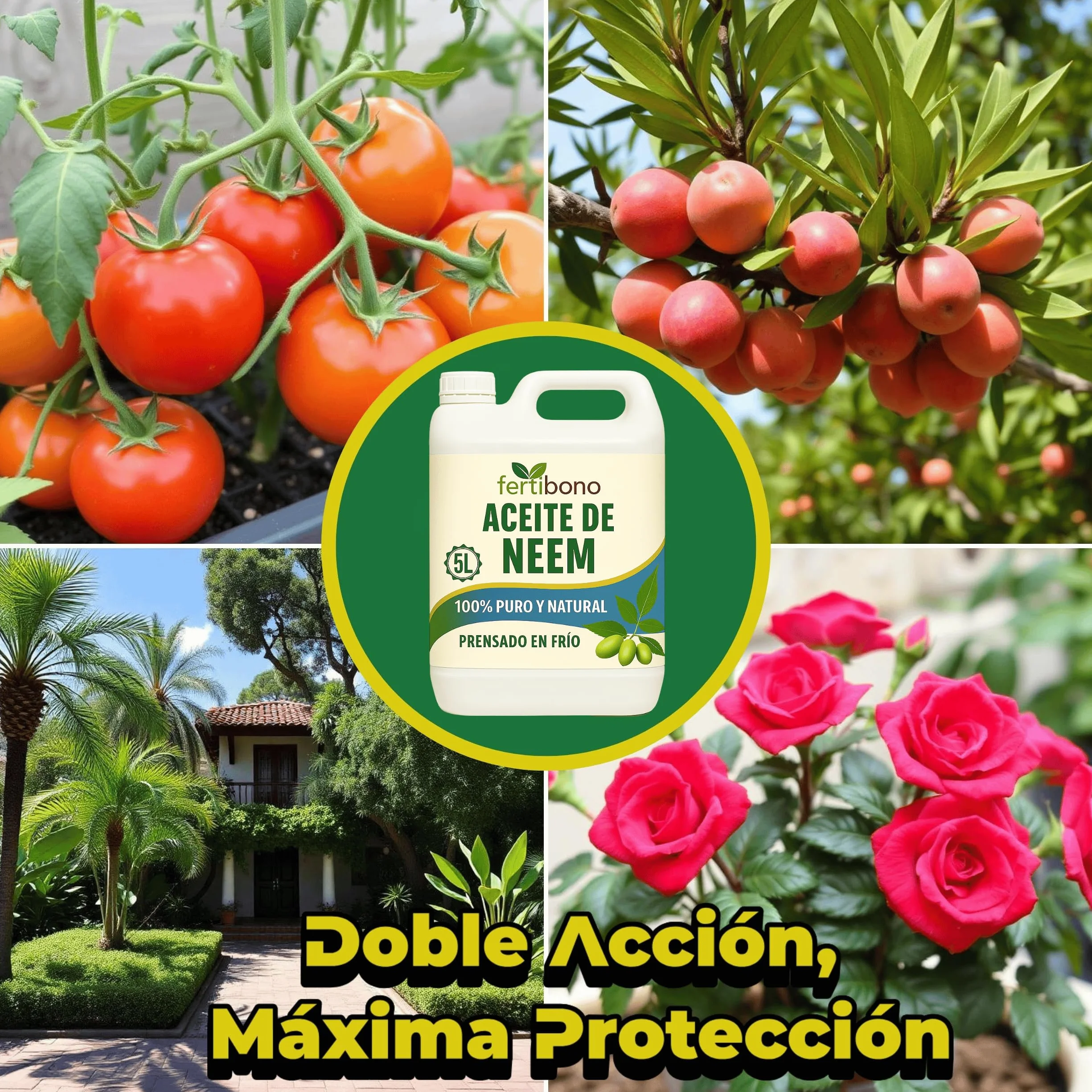 FERTIBONO Aceite de Neem 100% Puro y Natural - Extraído de Semillas - Vitalidad y Bienestar para Plantas - Hidratación y Nutrición Natural - Residuo Cero - 5L
