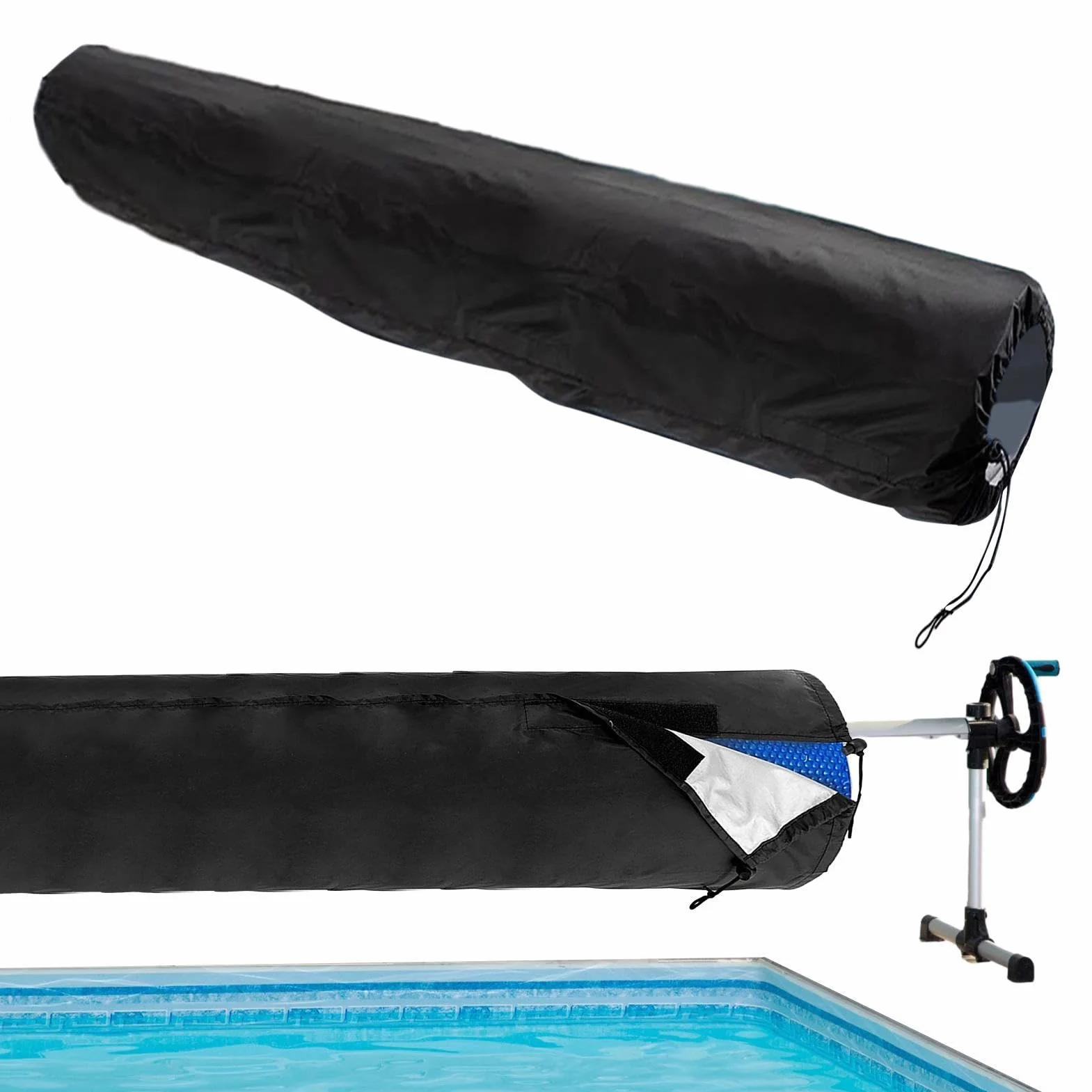 Cubierta para carrete de piscina – Escudo protector resistente, lona impermeable resistente a los rayos UV, correas ajustables fácil de montar | para bobina de cubierta solar para piscinas f
