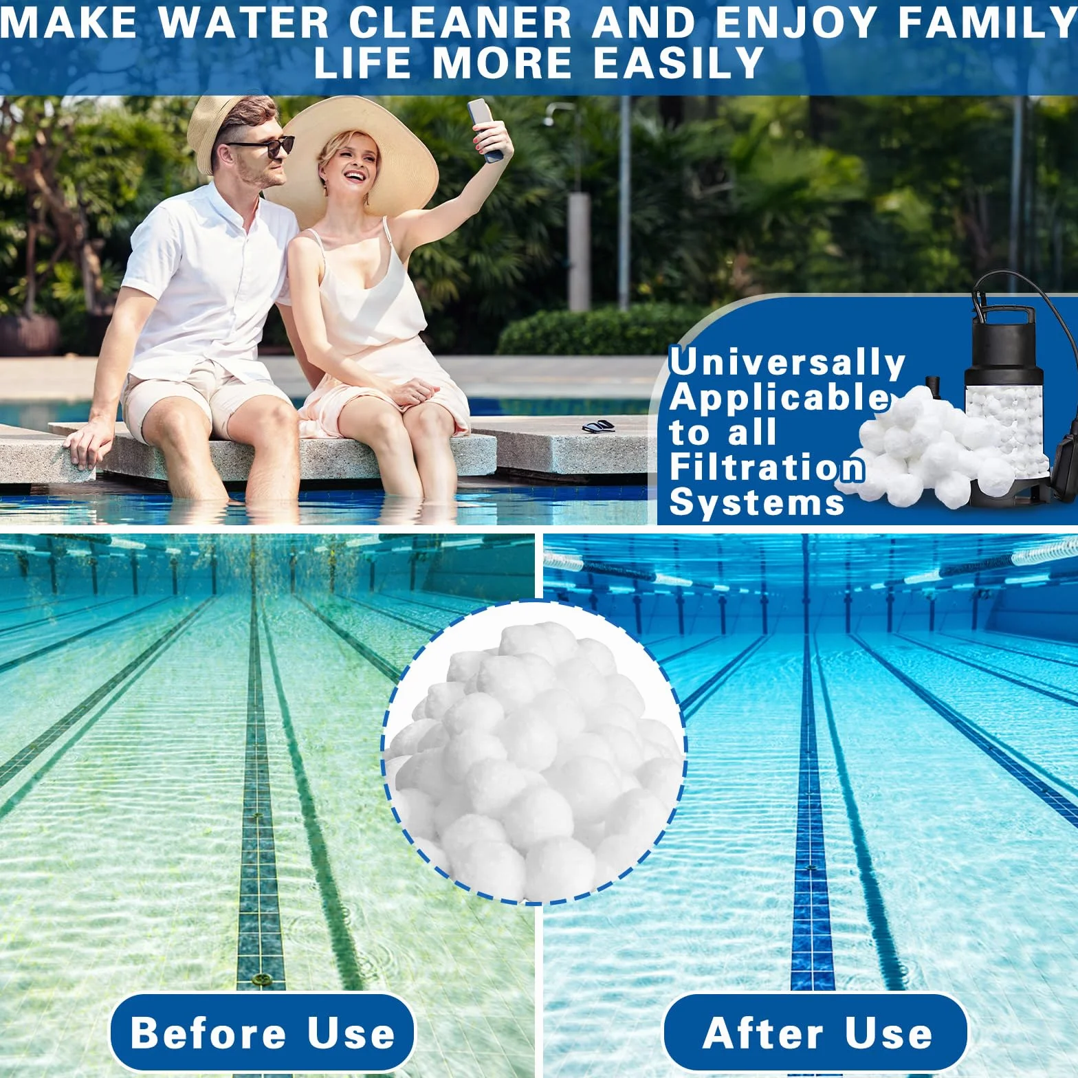 Frasheng 1300g Bolas de Filtro Piscina,Bolas de Filtro,Filter Balls,Filtro de Depuradora Piscina,Filtro de Piscina de Bolas de Limpieza,Filtrado De Agua,Limpiador de Piscinas Sistema de Filtro
