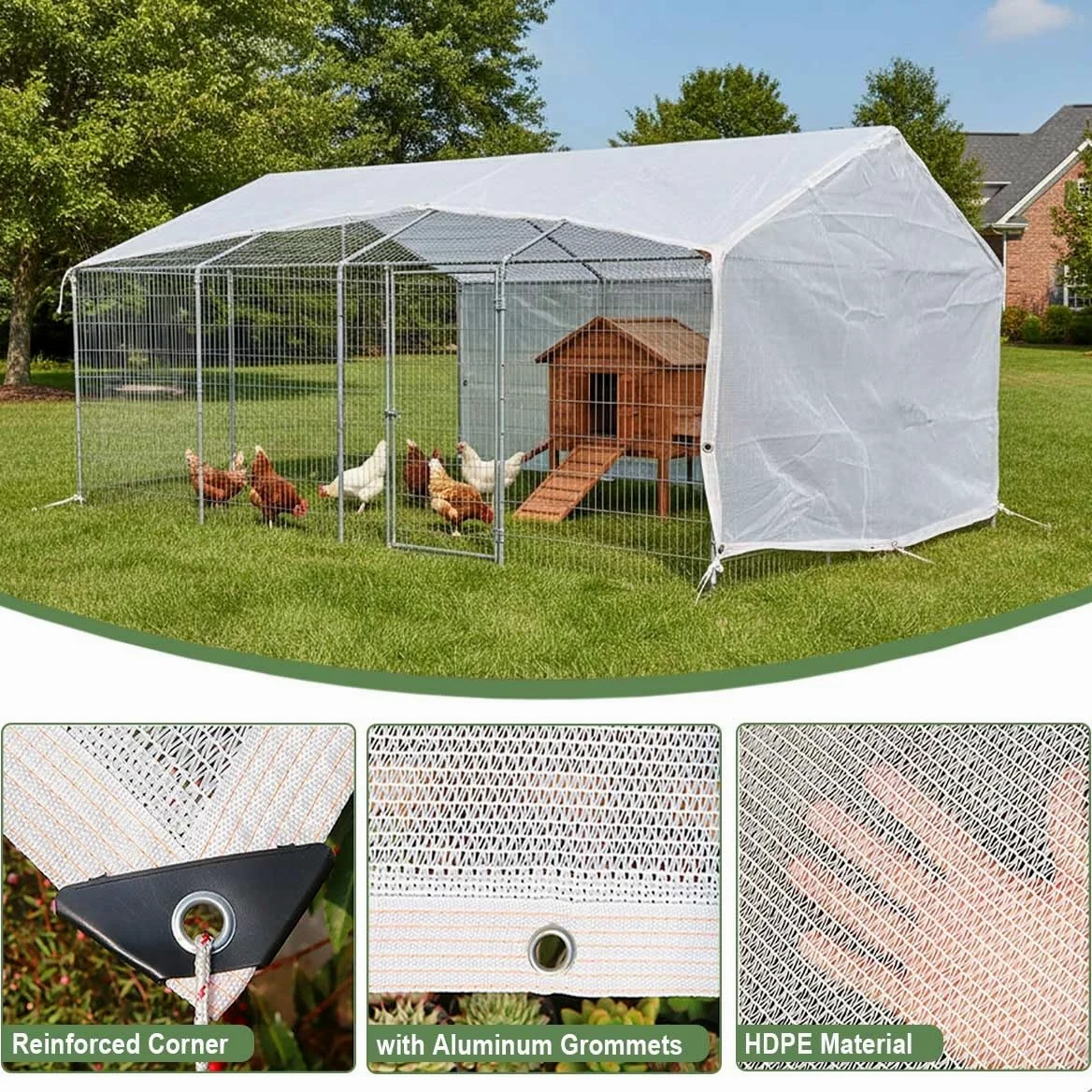 Premium Garden - Red de protección UV al 55 % con ojales, versátil para plantas y pollos, lona de malla blanca para invernadero, 3 x 3 pies a 30 x 40 pies (6 x 60 pies)