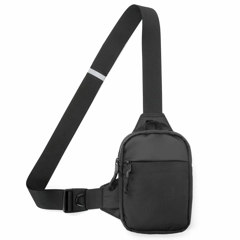 Bolso bandolera impermeable para hombre/mujer, Negro L, 60-110 cm