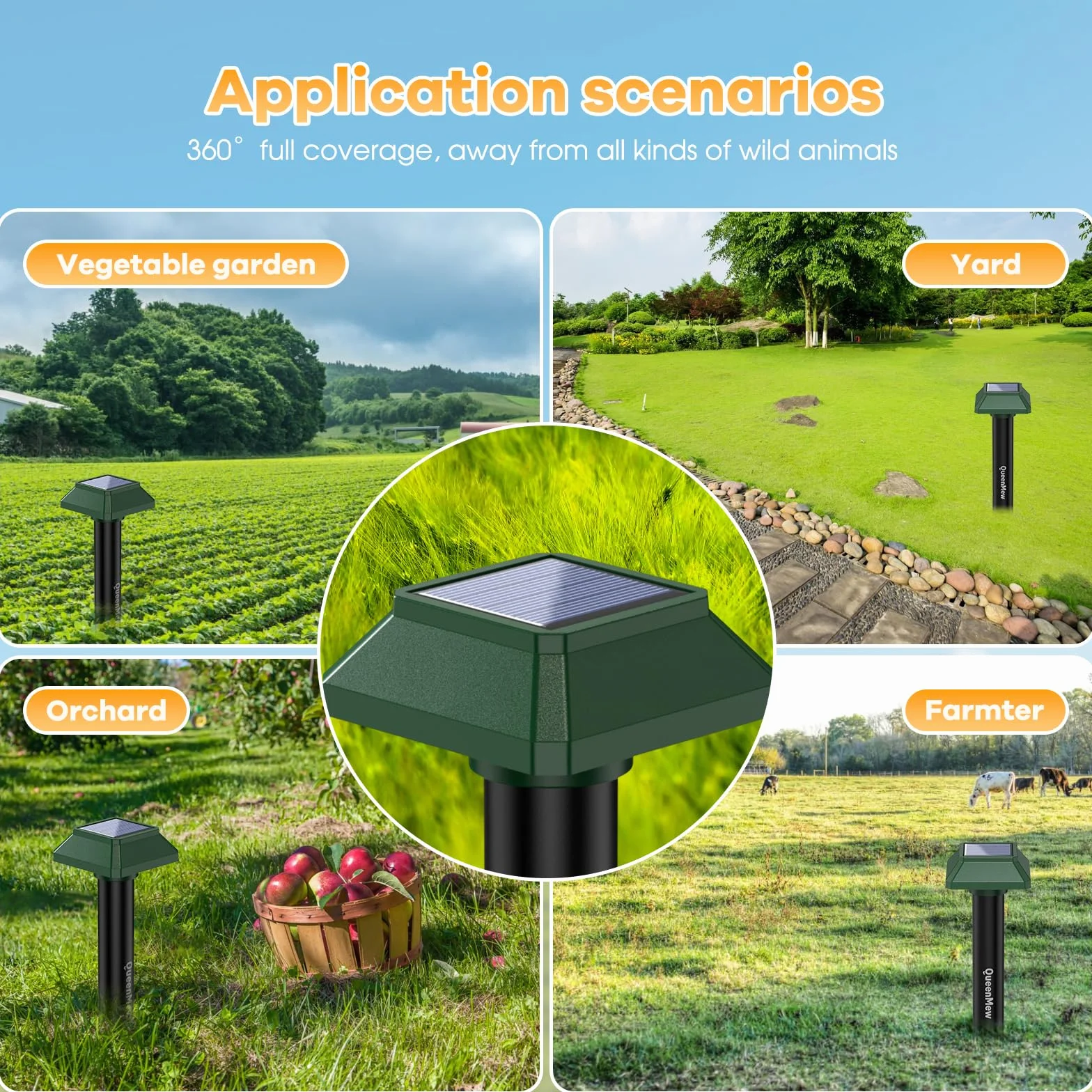 Ahuyentador de Topos Solar 4 Piezas, Ahuyentador de Jabalies para Jardín de Patio, 700 M² Impermeable Exterior Repelente Salamanquesas Serpientes para Rata Conejo Ardilla Mapache Serpiente