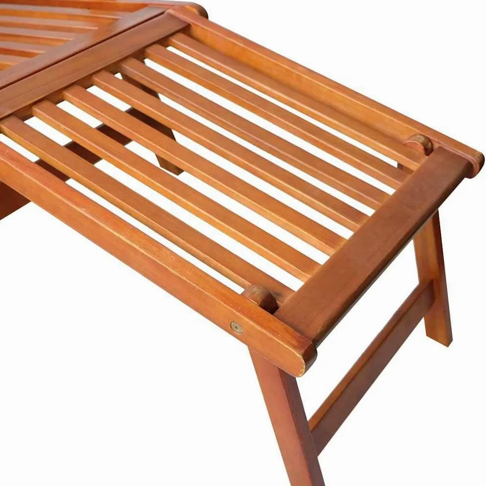 Tumbona plegable de madera de acacia maciza con cojín y reposapiés, silla de jardín ajustable en 3 posiciones para terraza y jardín, carga hasta 110 kg