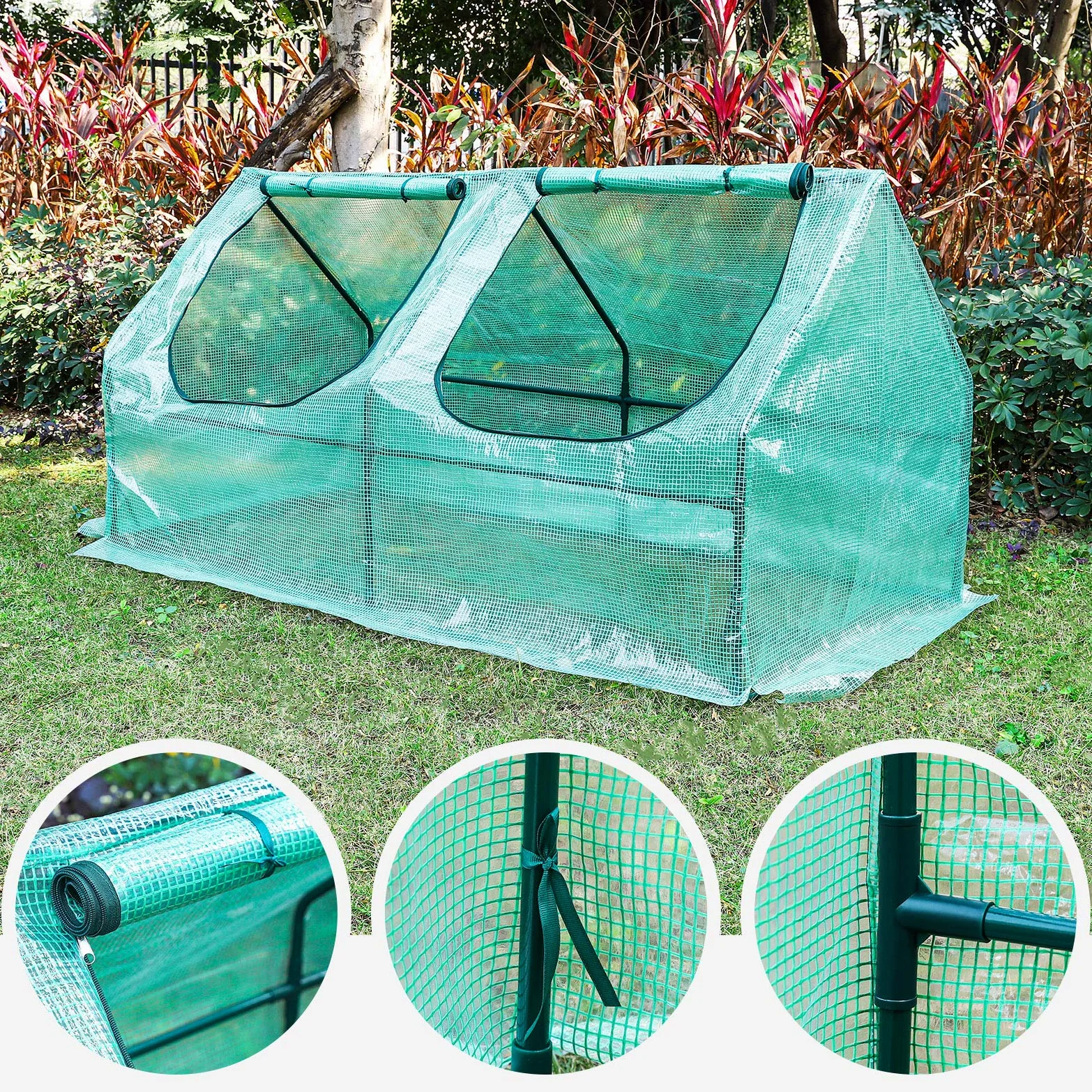 YORBAY Invernadero de Jardín Plastico Invernadero Pequeño para Jardín Tomates Terraza Cultivo de Plantas, Techo Puntiagudo, Verde, 180x90x90cm