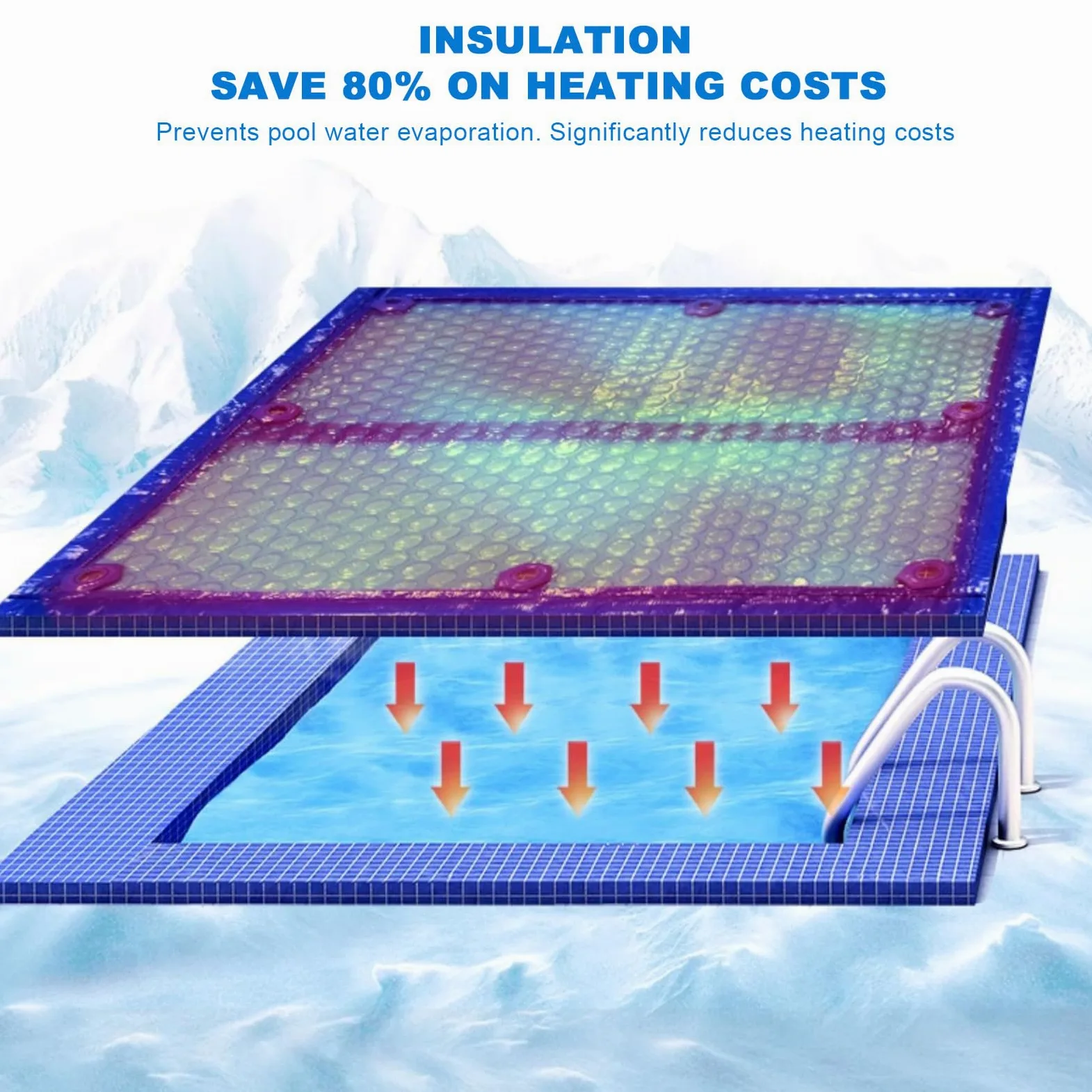 Carrete de piscina para cubiertas, rodillo telescópico de aluminio con ruedas y manivela para mantas solares, compatible con piscinas enterradas y sobre el suelo