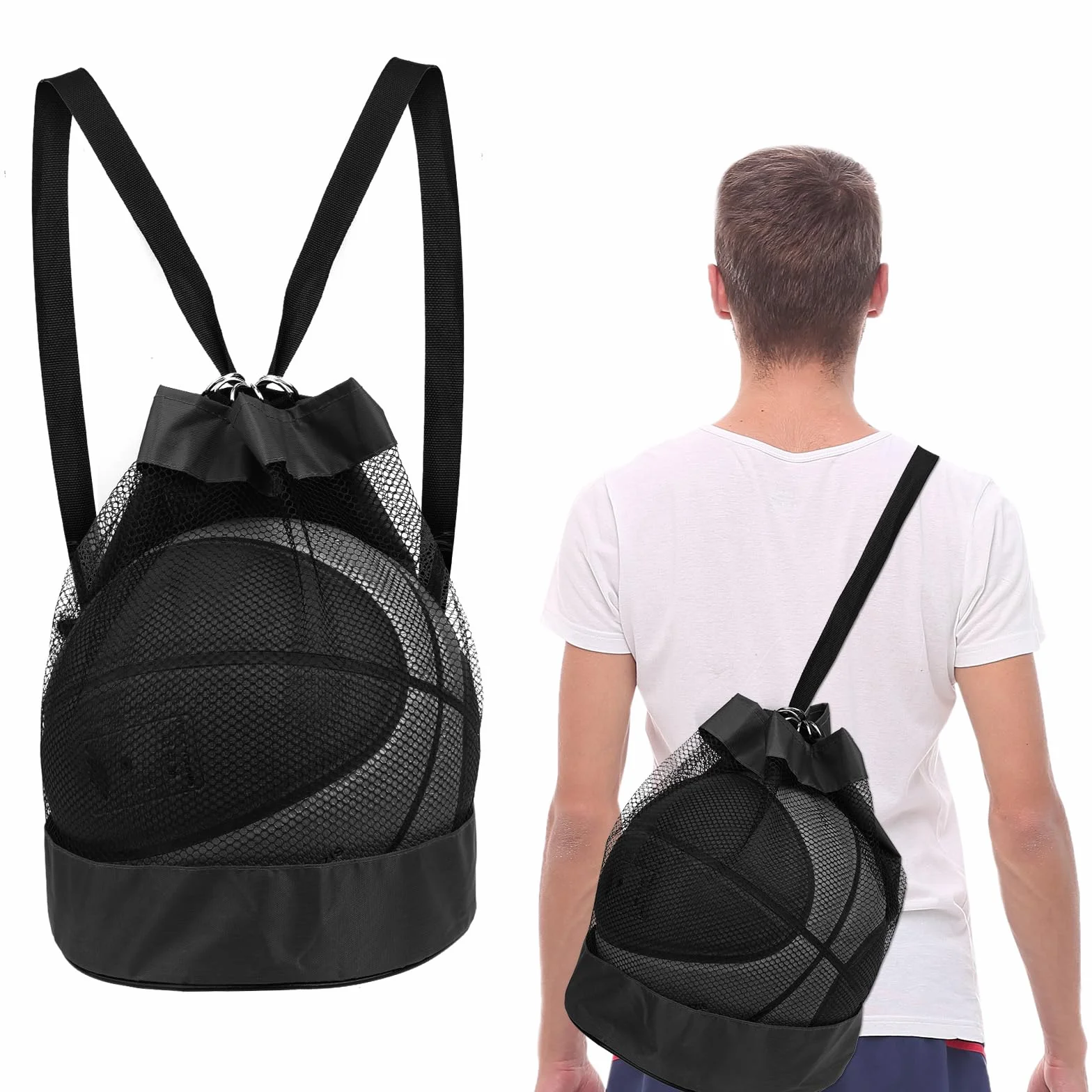 Molain Bolsa de Malla Multiusos para Pelotas - Fútbol, Baloncesto, Tenis, Voleibol, Rugby - Mochila Portátil para Playa y Gimnasio