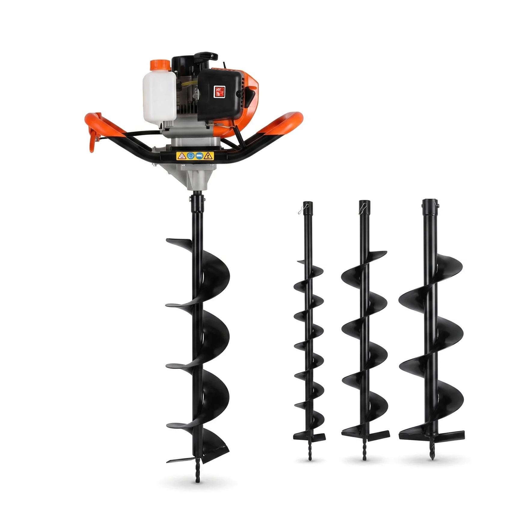 52CC Ahoyadora Gasolina 2 Tiempos Taladro de Tierra Gasolina con 3 Brocas (10/15/20 cm) + 30 cm Extensión Antivibración, Broca Jardín para Plantación de Jardines, Suelto Vegetal Cultivo | Perforadora de tierra de gasolina, varilla de extensión antivibraci