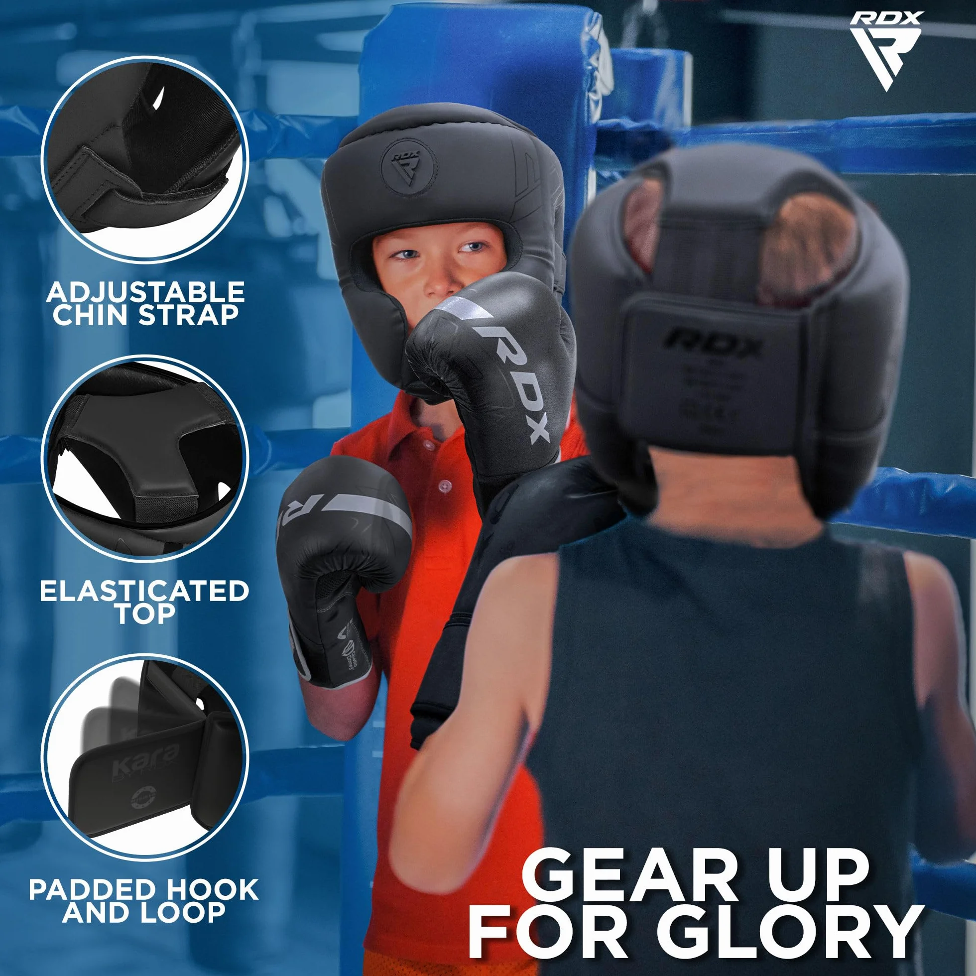 RDX Niños Cascos Boxeo MMA Helmet para Entrenamiento Muay Thai, Maya Hide Cuero Kara Head Gear