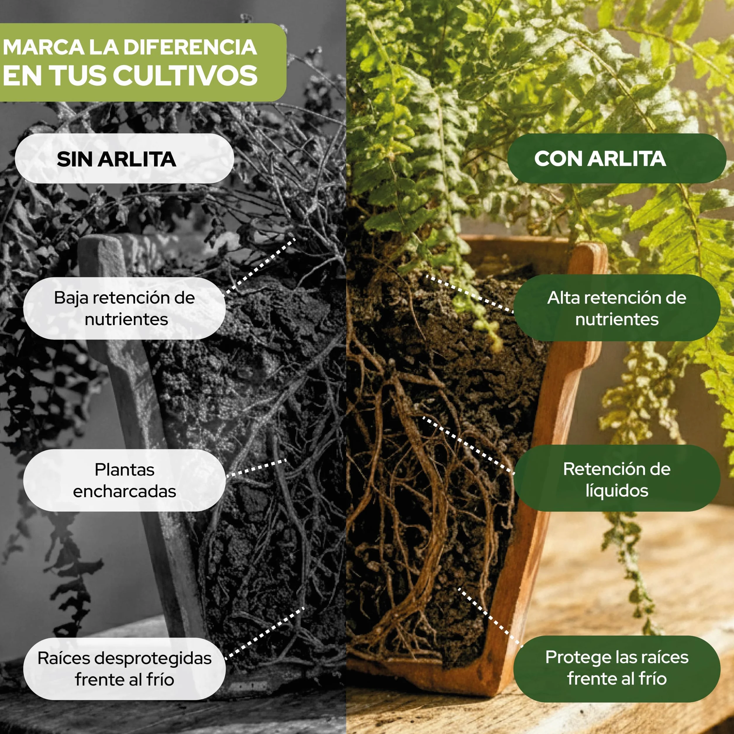 CONTROL GARDEN Arlita 20L | Bolas de Arcilla Expandida | Drenaje para Macetas, Cultivos y Plantas | Fabricado en España