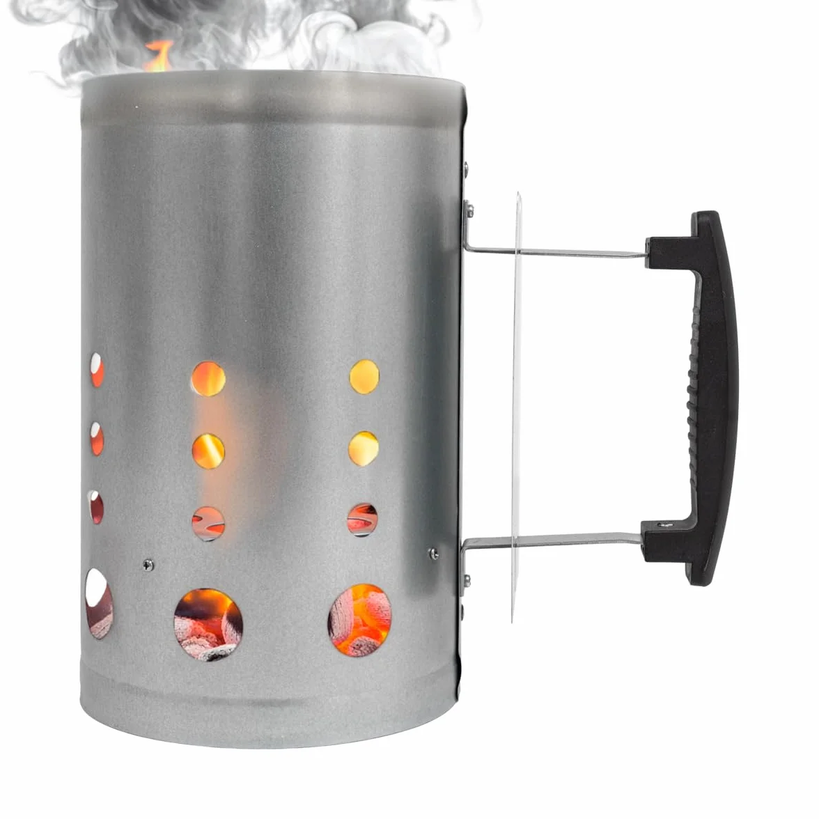 Amig - Encendedor de Carbón Fireplus para Barbacoa - Fabricado con Acero Galvanizado - Mango de Plástico Aislante del Calor - Medidas: 27 x 17,5 x 30 cm