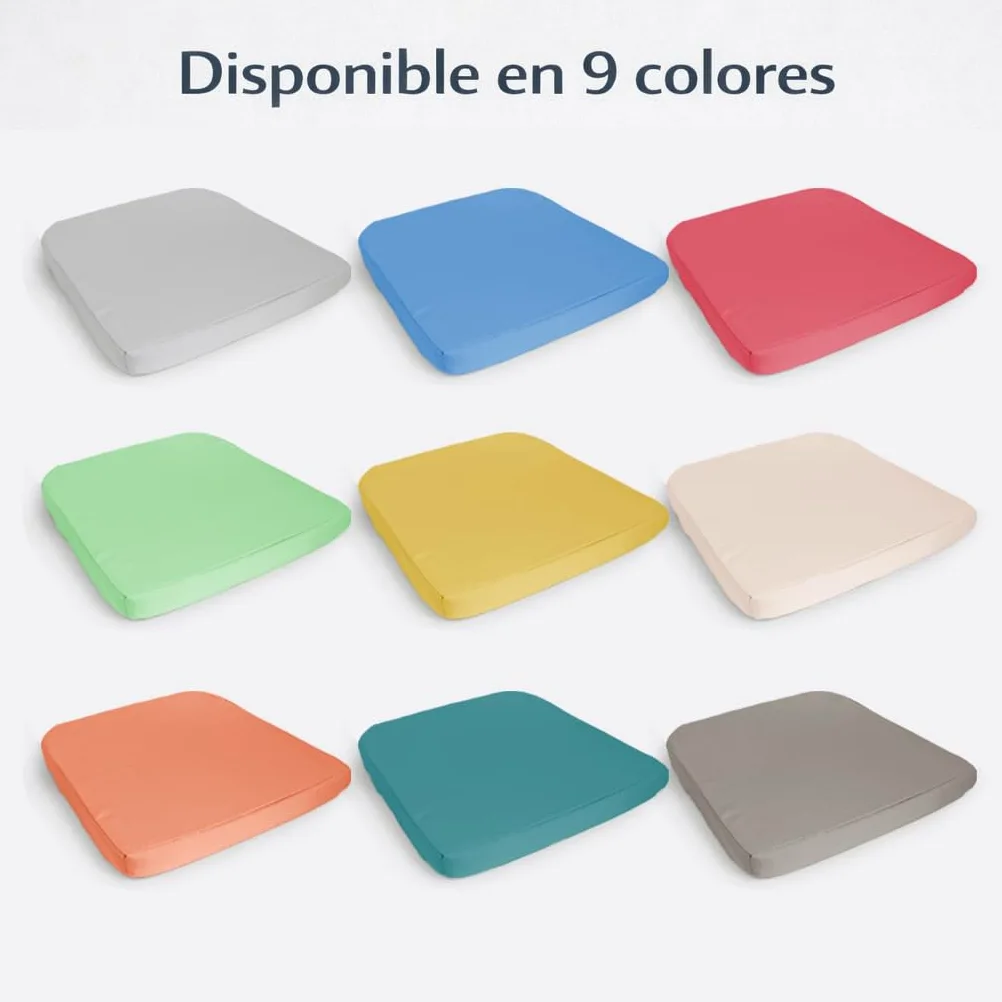 Cojín para silla 42x40x4 cm Repelente al agua Funda con cremallera desmontable Pack 6