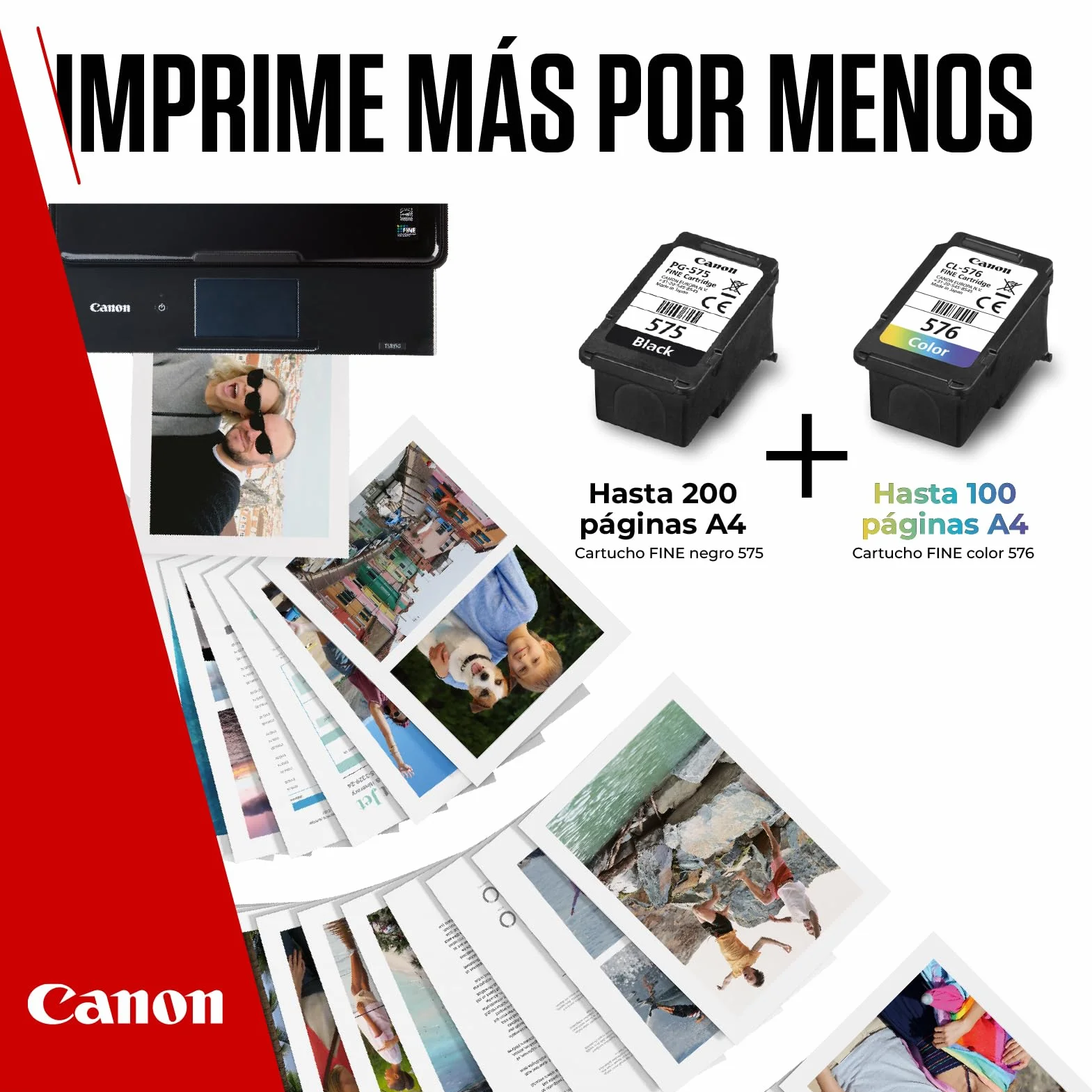 Canon PG-575 CL-576 Cartuchos de Tinta Original Negro y Multicolor Compatible con PIXMA