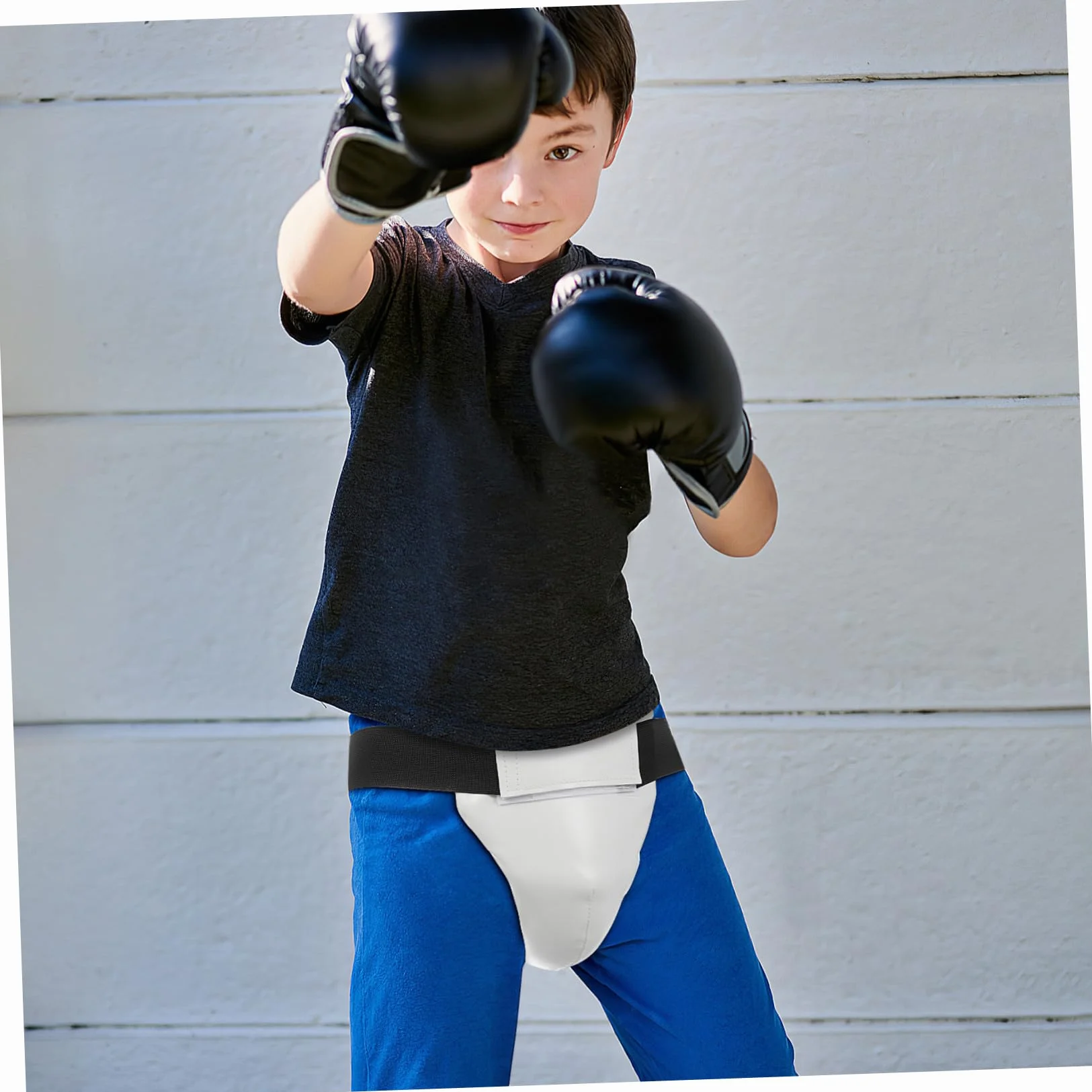 Protector de entrepierna integrado PU y ABS para Boxeo Taekwondo Artes Marciales niño niña