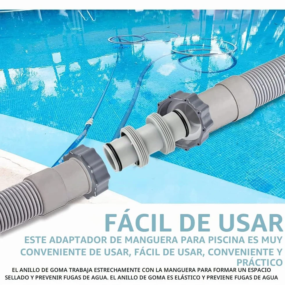 Adaptador Manguera Piscina 38mm, Conector Recto para Piscina Intex Bestway
