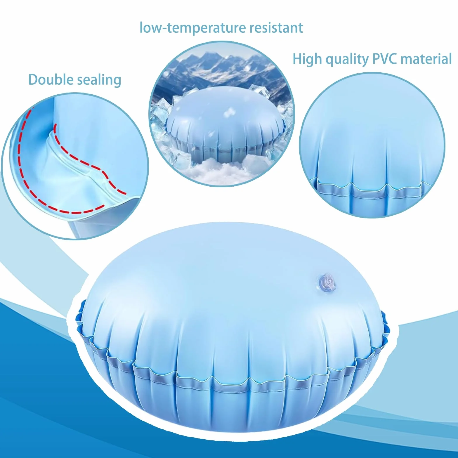 Cojín de Piscina de Invierno, 1.1x1.1m, Resistente al Invierno, con Cuerdas de 15 m, cojín de Aire para Lona de Invierno, Cubierta de Piscina, Duradera, Fuerte, Resistente al frío, para