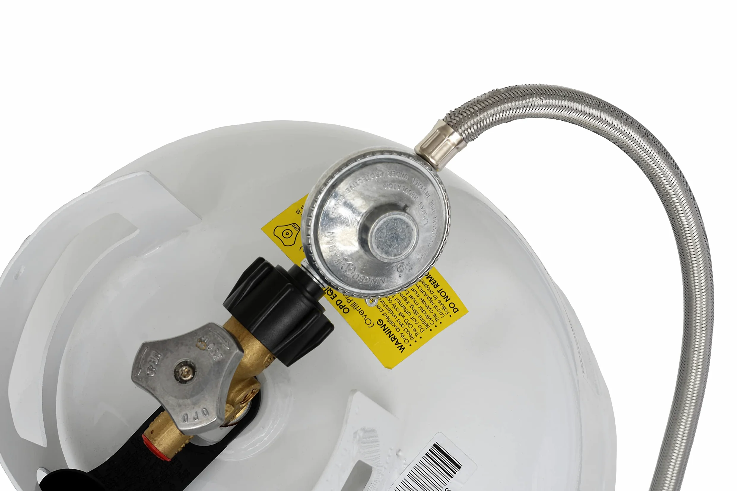 Flame King SS-QCC-3/8 - Regulador universal de propano QCC1 de baja presión de 5 pies con manguera trenzada de acero inoxidable para la mayoría de parrillas de gas LP, calentadores y mesas de hoguera,