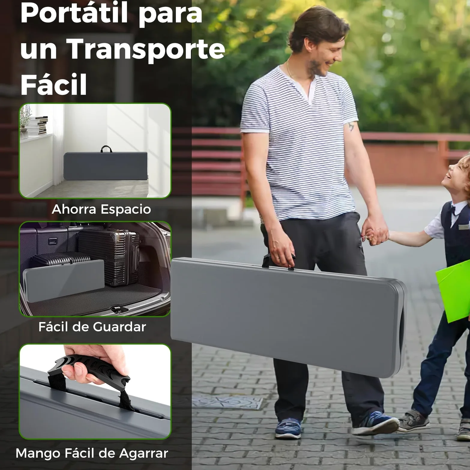 GOPLUS Banco Plegable Portátil 4 Personas 180x30x43 cm Gris Impermeable Exterior