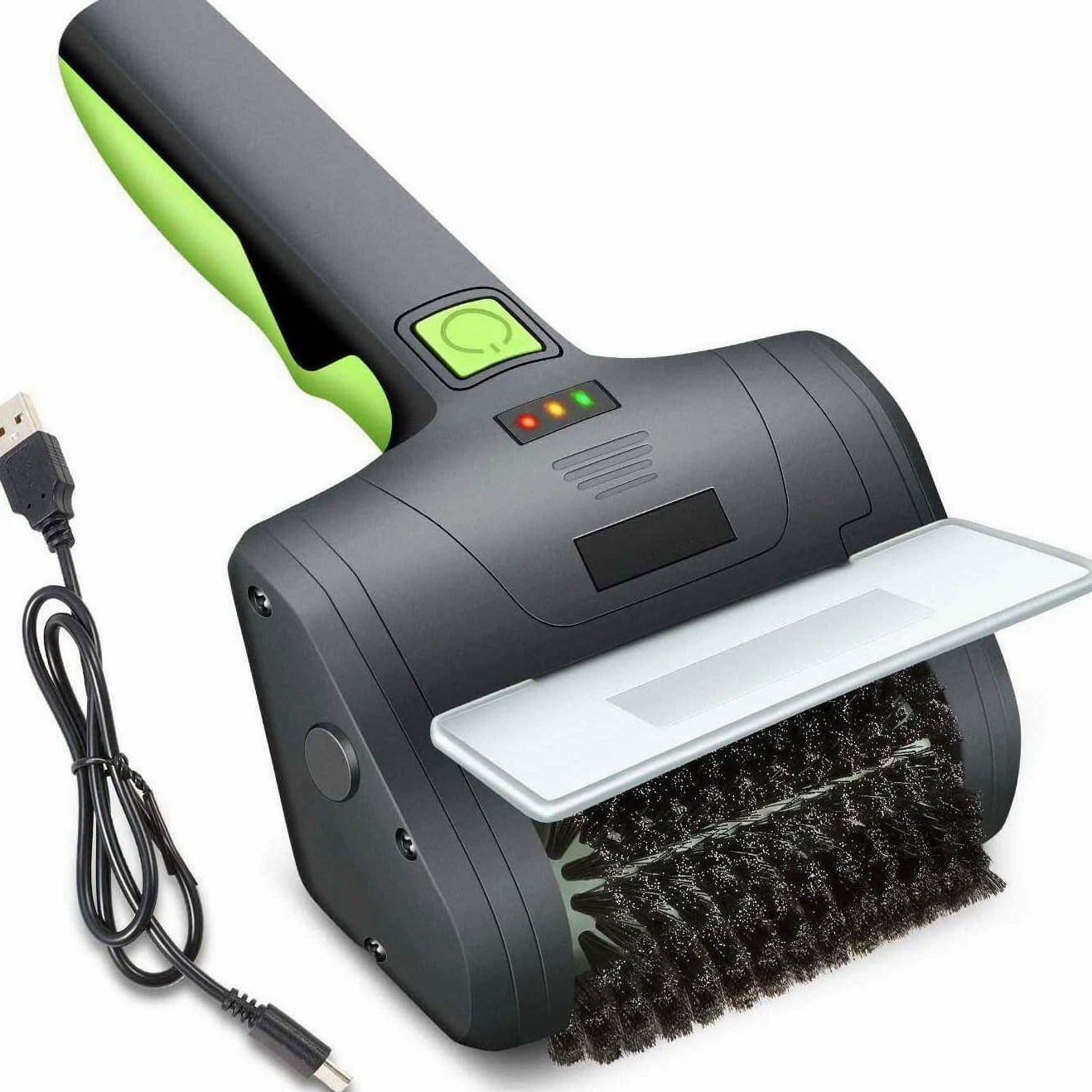 Limpiador automático de parrilla, cepillo inalámbrico recargable con 2 cabezales de cepillo giratorios, herramienta de limpieza de barbacoa al aire libre para uso en interiores y exteriores