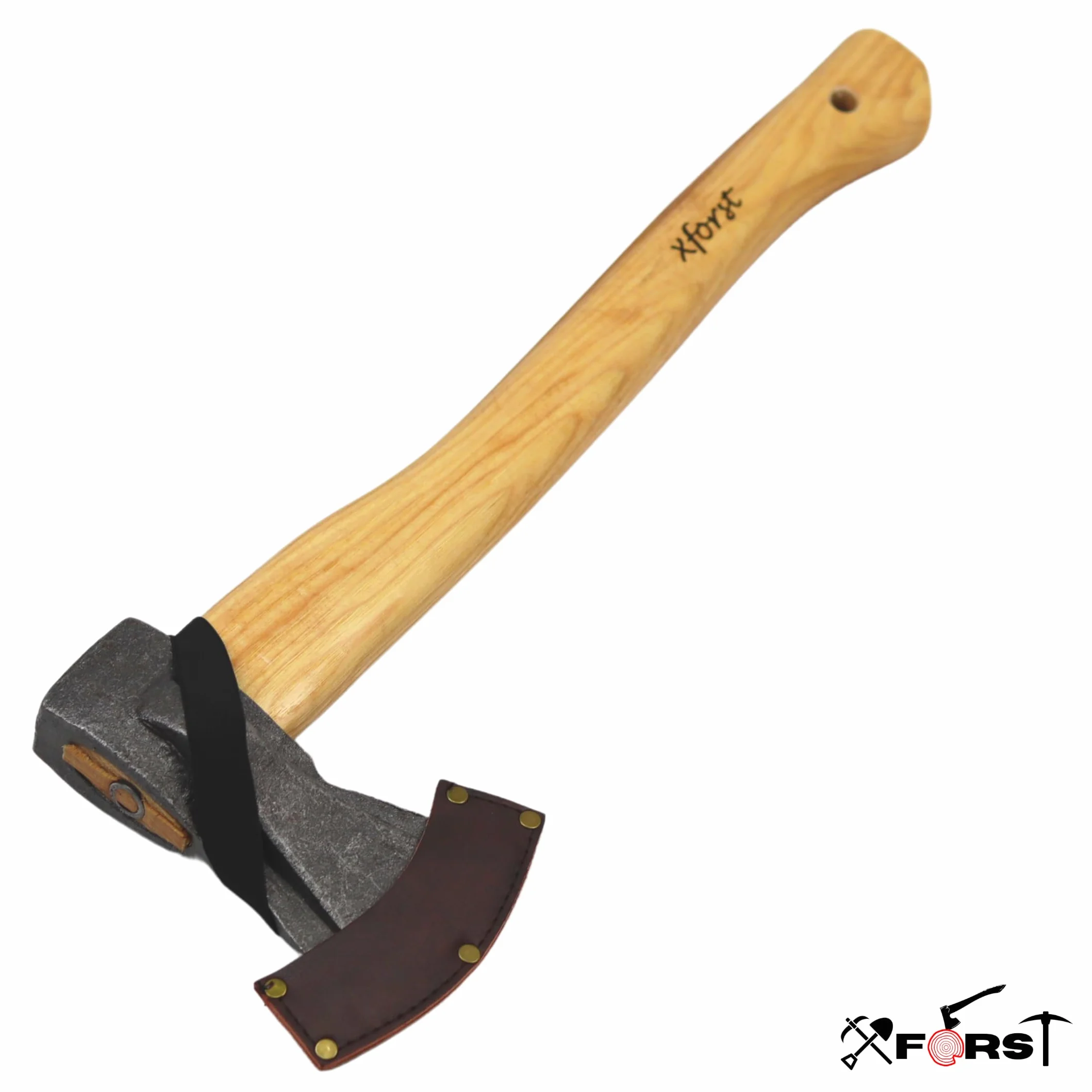 Hacha Xforst de Mano Con Mango de Madera y Hoja de Acero Al Carbono - Universal para Camping y Estilo Vikingo