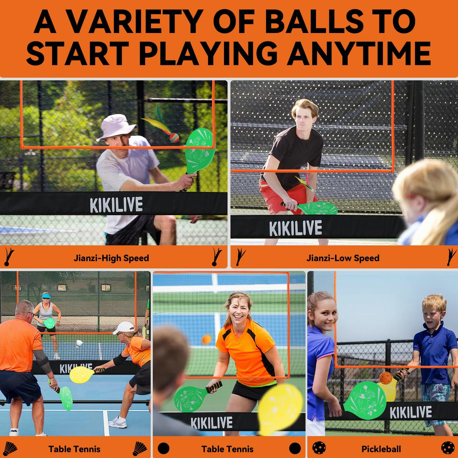 Set Deportivo Todo en Uno Juegos de Palas con Red para Bádminton/Tenis de Mesa/Volante/Pickleball Interior y Exterior
