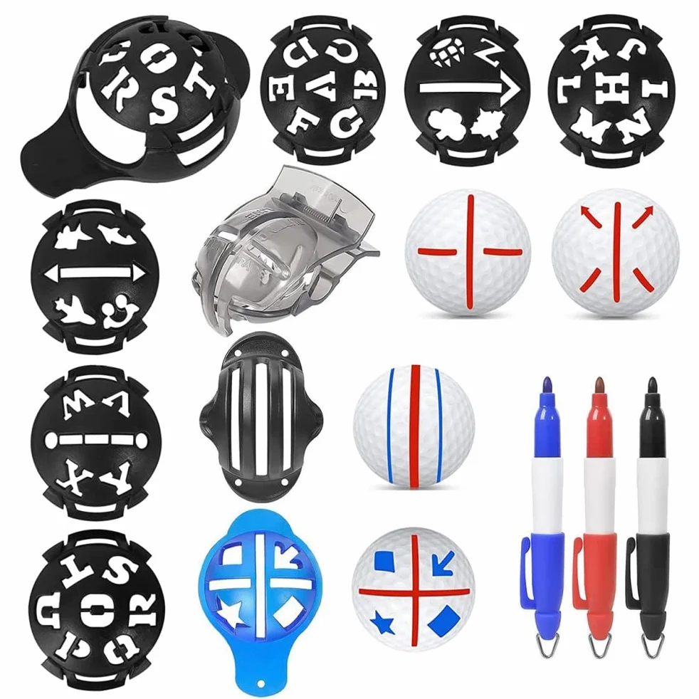 Kit de alineación de marcadores de Bolas de Golf 12pcs Plantilla de Revestimiento Herramienta de Poner