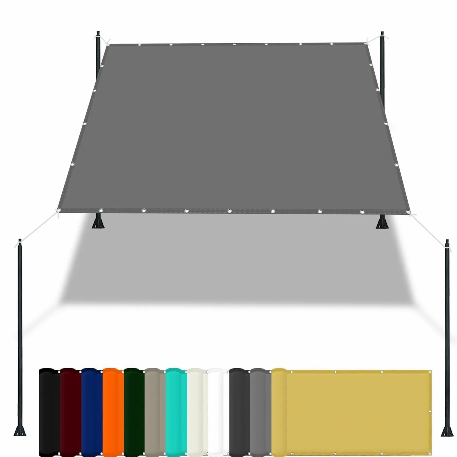 Toldo Impermeable Exterior 2 x 2.6 m Impermeable Lona de Sombra Rectangular con Protezione UV PES e Accessori di Montaggio para Parque Césped Patio Jardín Terraza Camping, Gris Claro