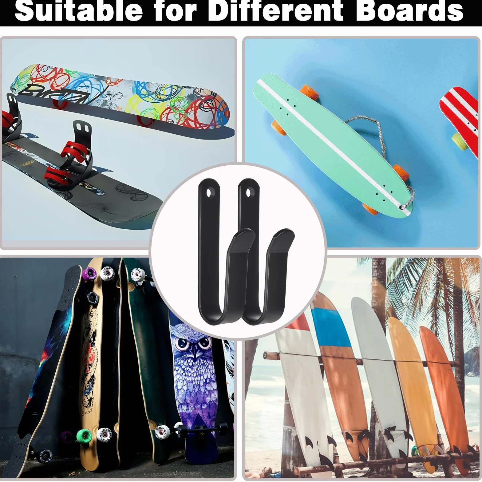 Soporte de Pared para Snowboard, Estante de Exhibición de Acero Fuerte
