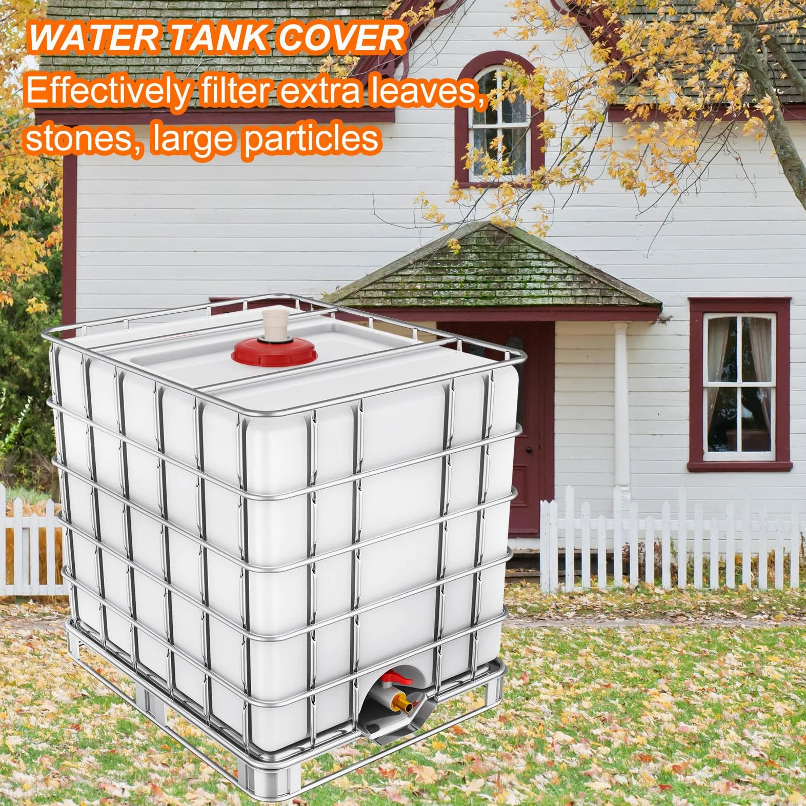 QUARKZMAN 245mm Tapa de Filtro de IBC, Adaptador de Manguera Recta de Tote de Plástico IBC de 1000L para Contenedor de Tanque de Agua de Lluvia para Tanques de Agua de 275gal, Rojo/Blanco
