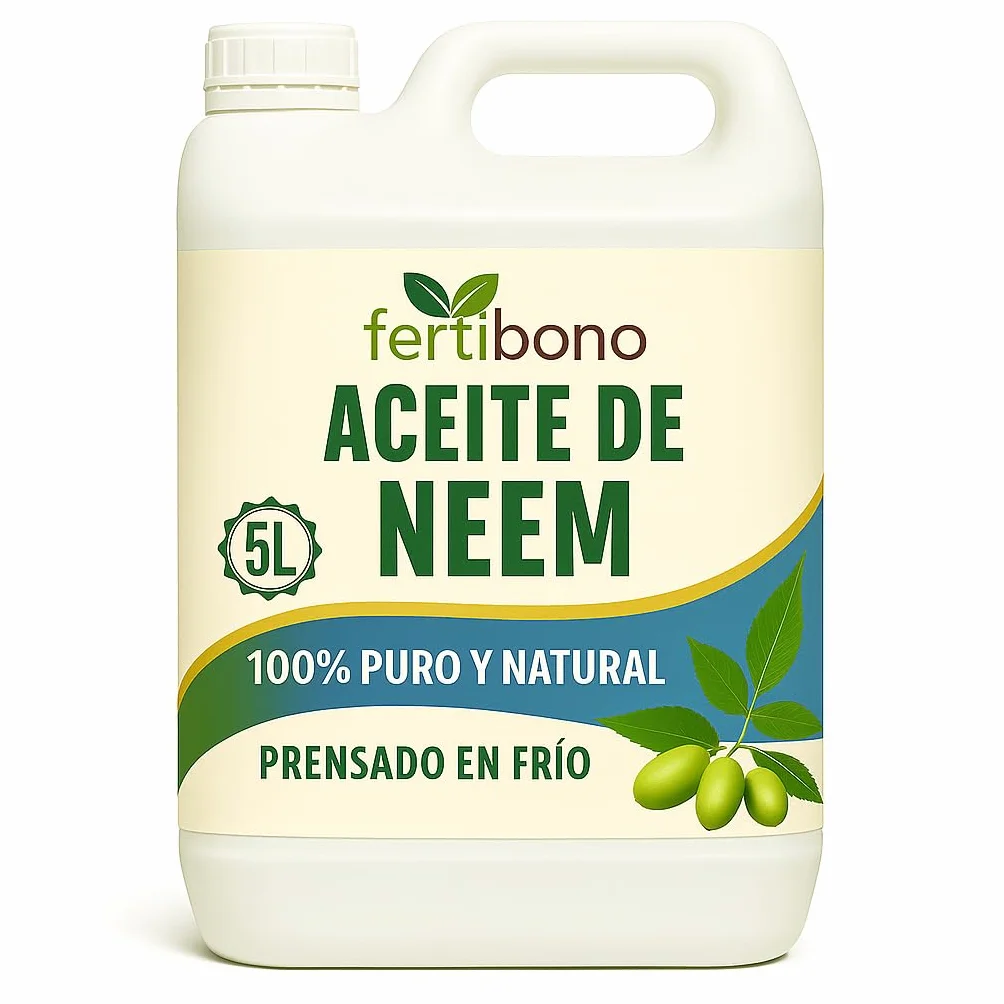 FERTIBONO Aceite de Neem 100% Puro y Natural - Extraído de Semillas - Vitalidad y Bienestar para Plantas - Hidratación y Nutrición Natural - Residuo Cero - 5L