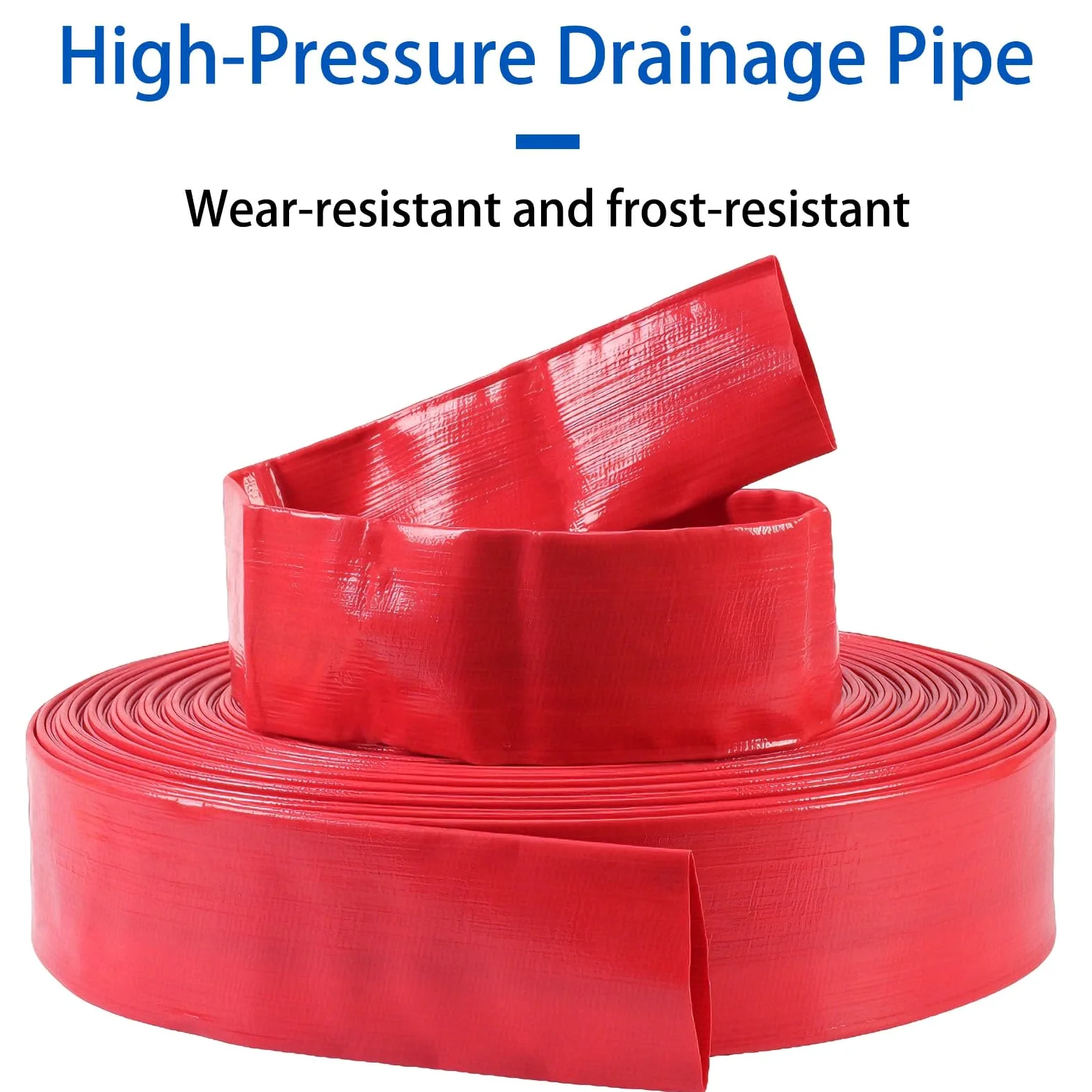 Manguera de remojo plana y manguera de descarga de agua flexible recubierta de PVC para aplicaciones de bomba de agua y drenaje de jardín 50m 2-inch
