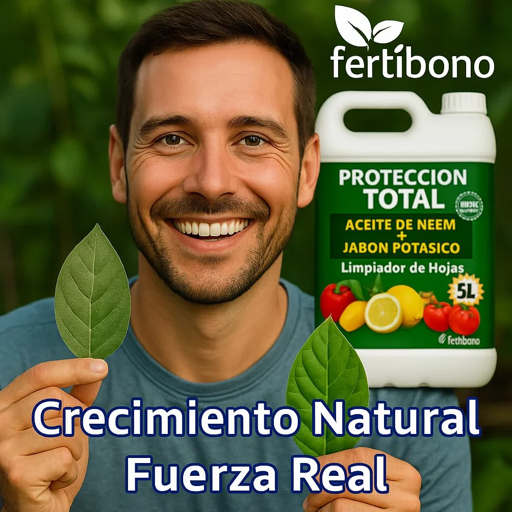 FERTIBONO PROTECCION TOTAL Jabón Potásico y Aceite de Neem – Cuidado Natural 100% para Plantas | 5L | Fortalece, Limpia y Equilibra | Ideal para Huertos y Jardines Ecológicos