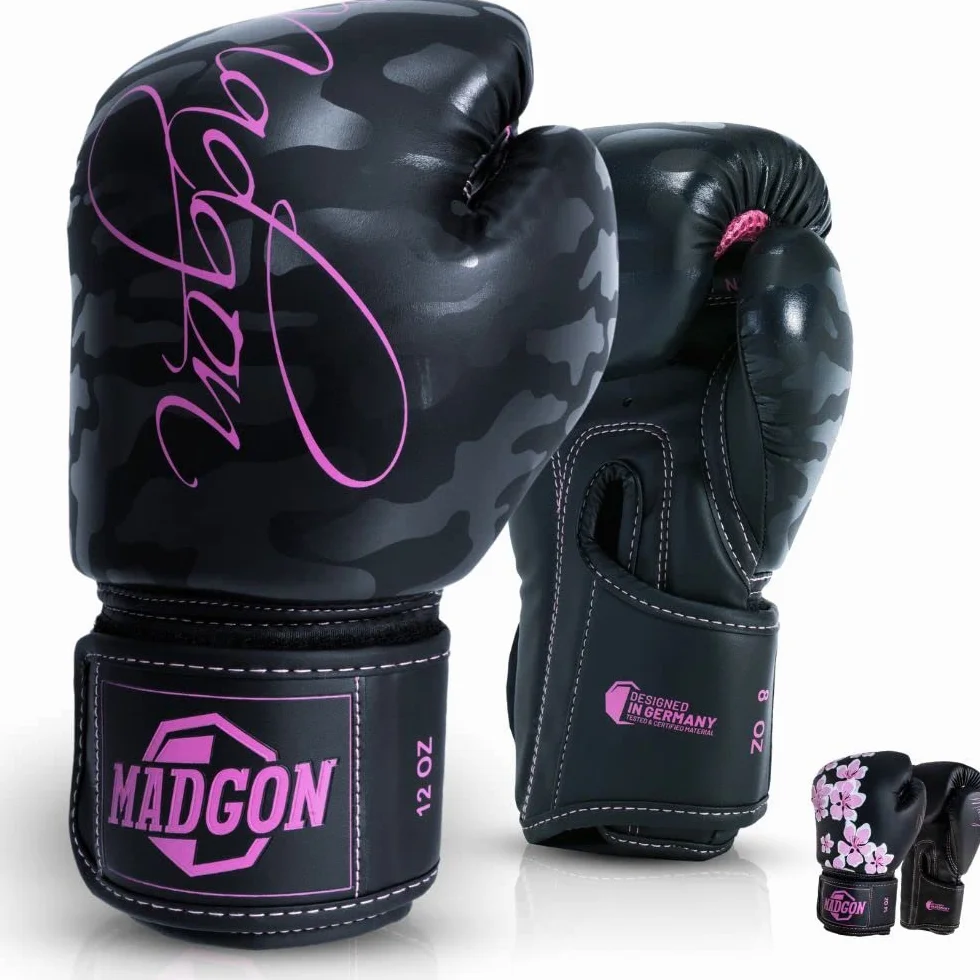 MADGON Guantes de Boxeo para Kick Boxing MMA Sparring con Bolsa Incluida