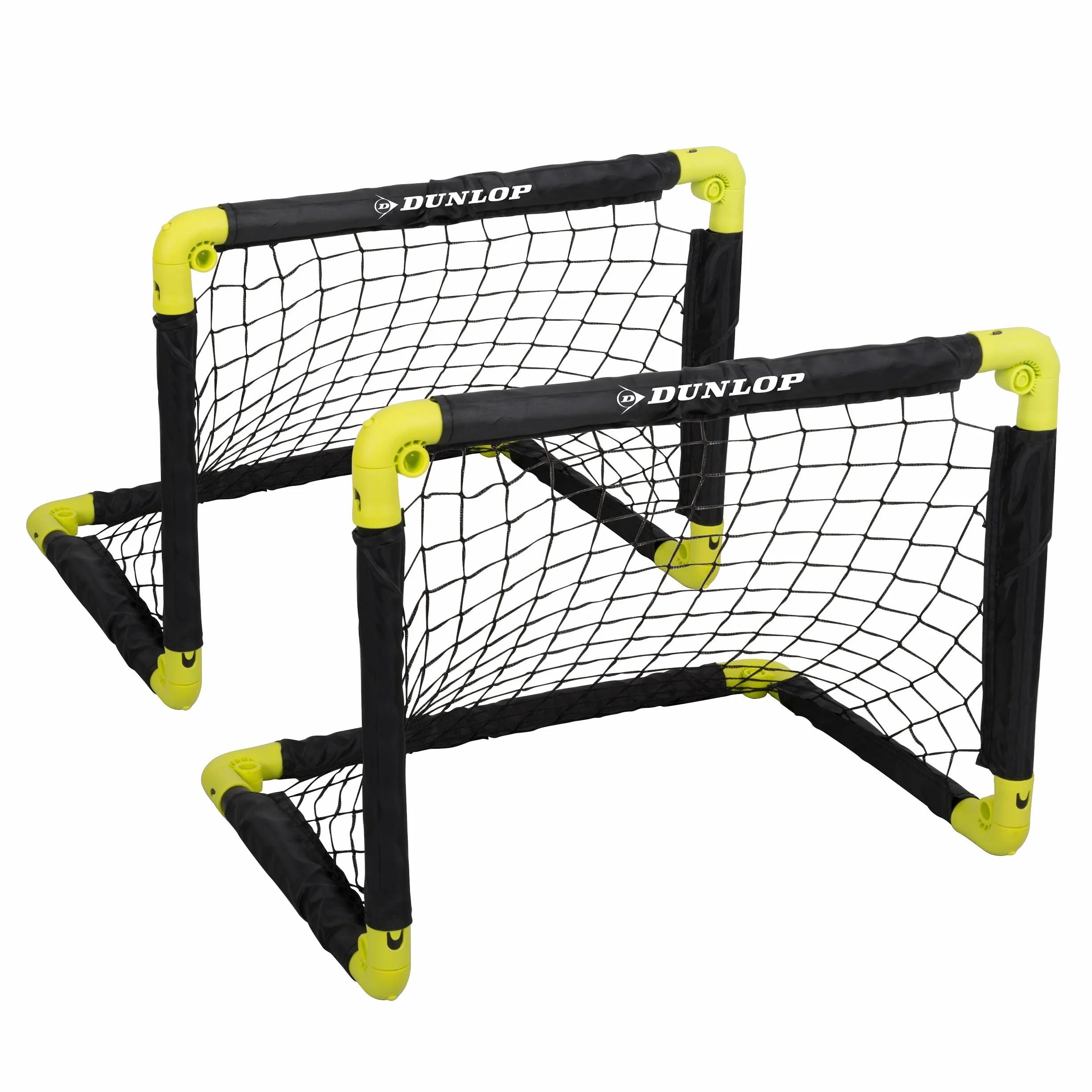 Dunlop Portería de fútbol plegable 50x44x44 cm Juego de 2 Kit de entrenamiento interior exterior Negro/Amarillo