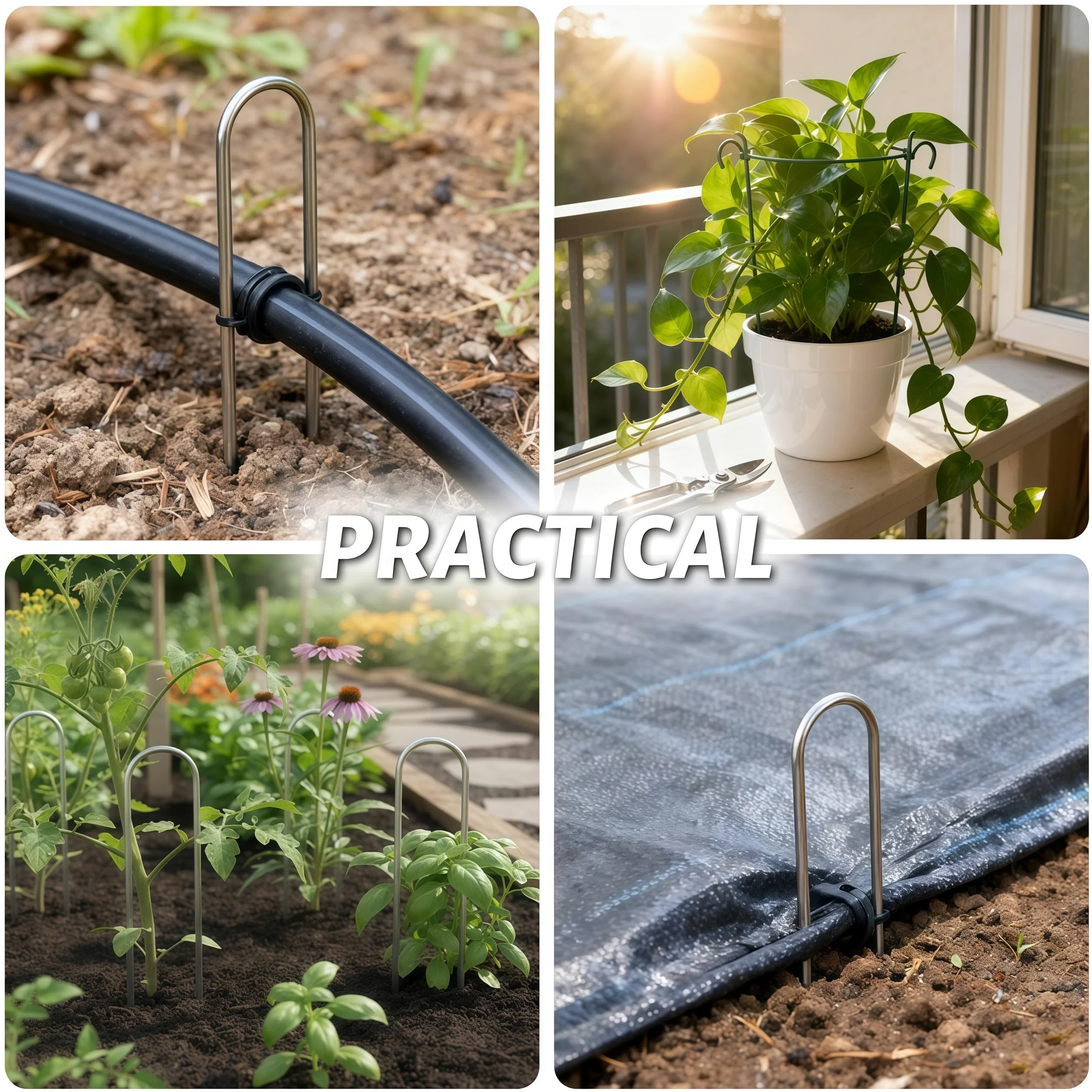 Atlantic Grapas de jardín de 4 pulgadas, acero inoxidable resistente, paquete de 10